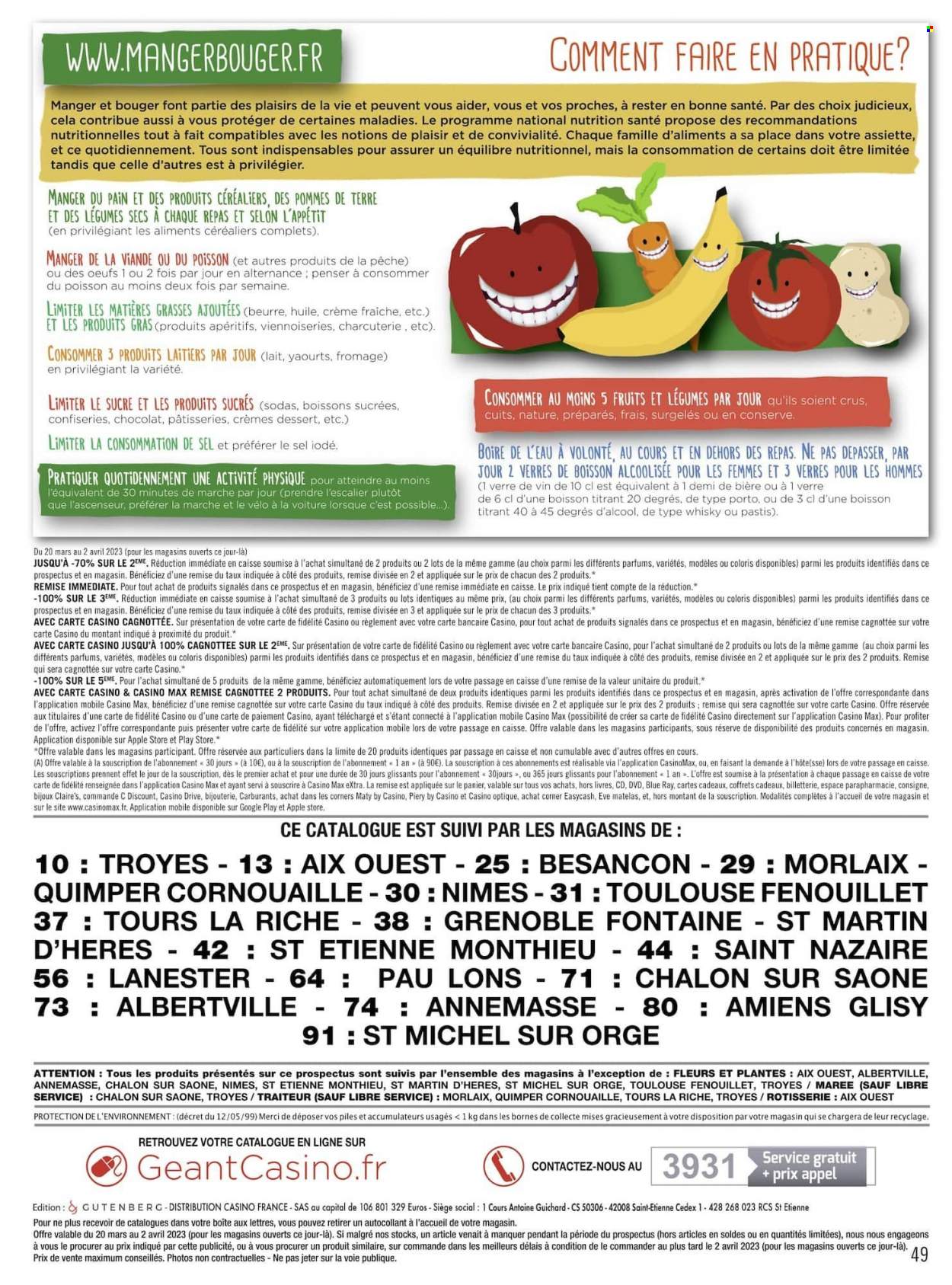 thumbnail - Catalogue Casino hyperFrais - 20/03/2023 - 02/04/2023 - Produits soldés - viande, pommes de terre, poisson, yaourt, crème fraîche, St Michel. Page 49.