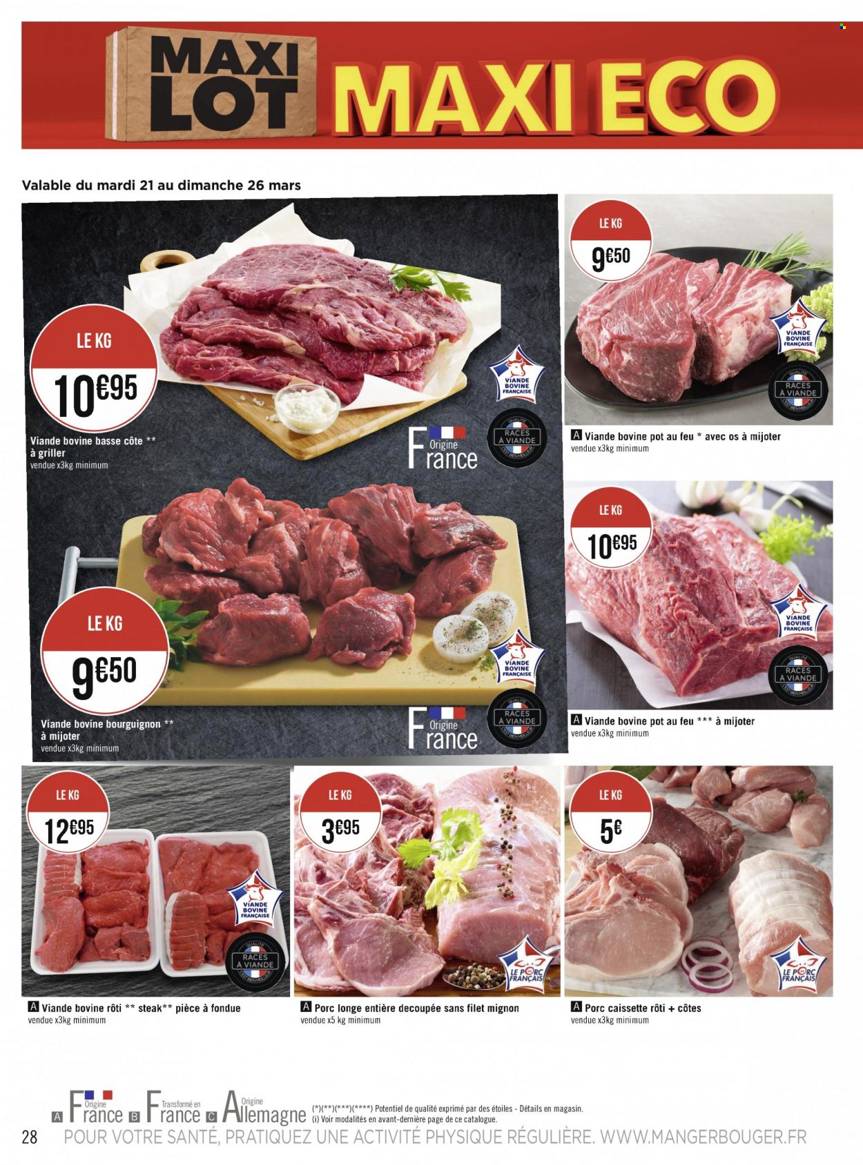 thumbnail - Catalogue Casino Supermarchés - 20/03/2023 - 02/04/2023 - Produits soldés - steak, filet mignon, pièce à fondue, viande, pot-au-feu. Page 28.