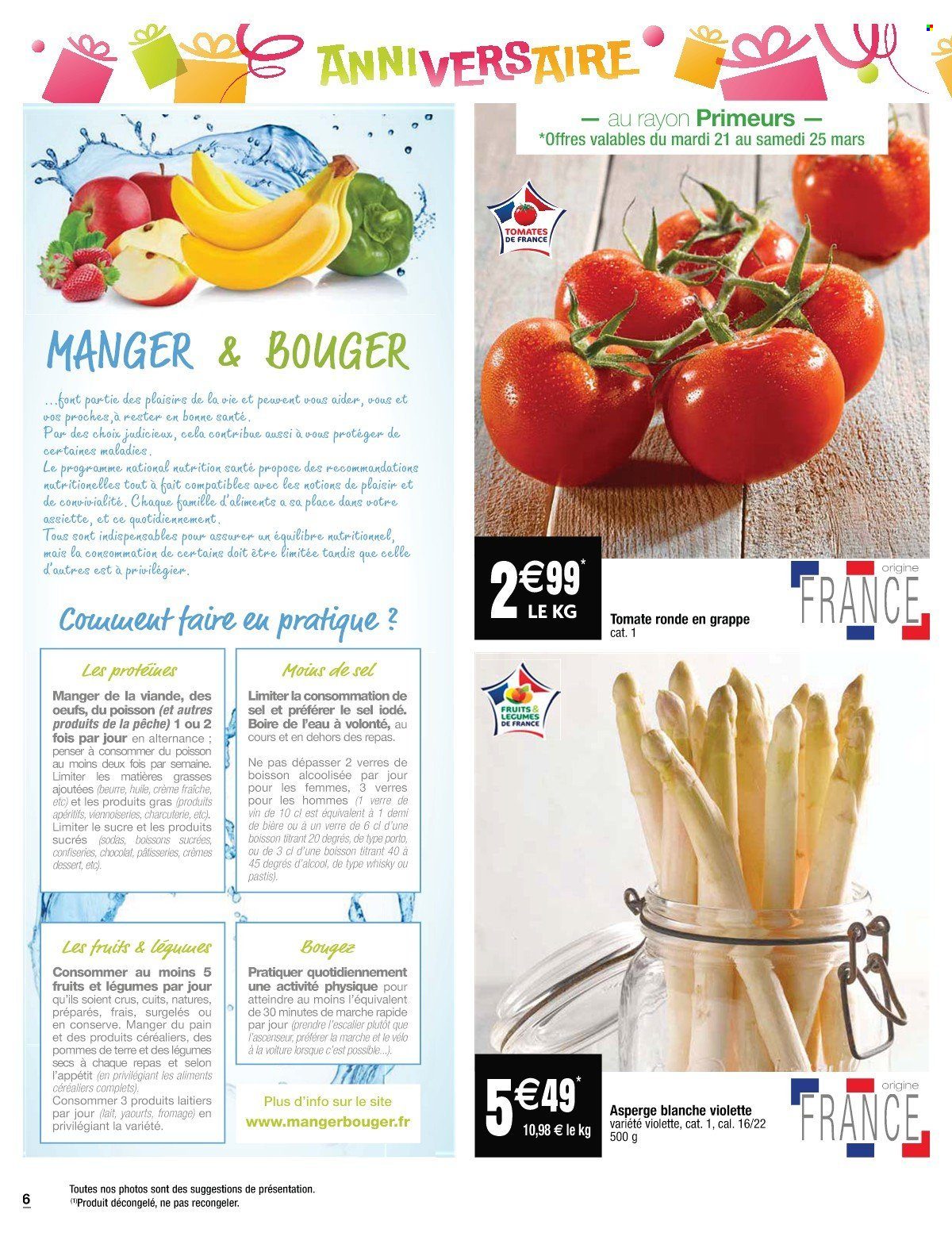 thumbnail - Catalogue Cora - 21/03/2023 - 27/03/2023 - Produits soldés - viande, tomates, asperge, pommes de terre, poisson, yaourt, crème fraîche, verre. Page 6.