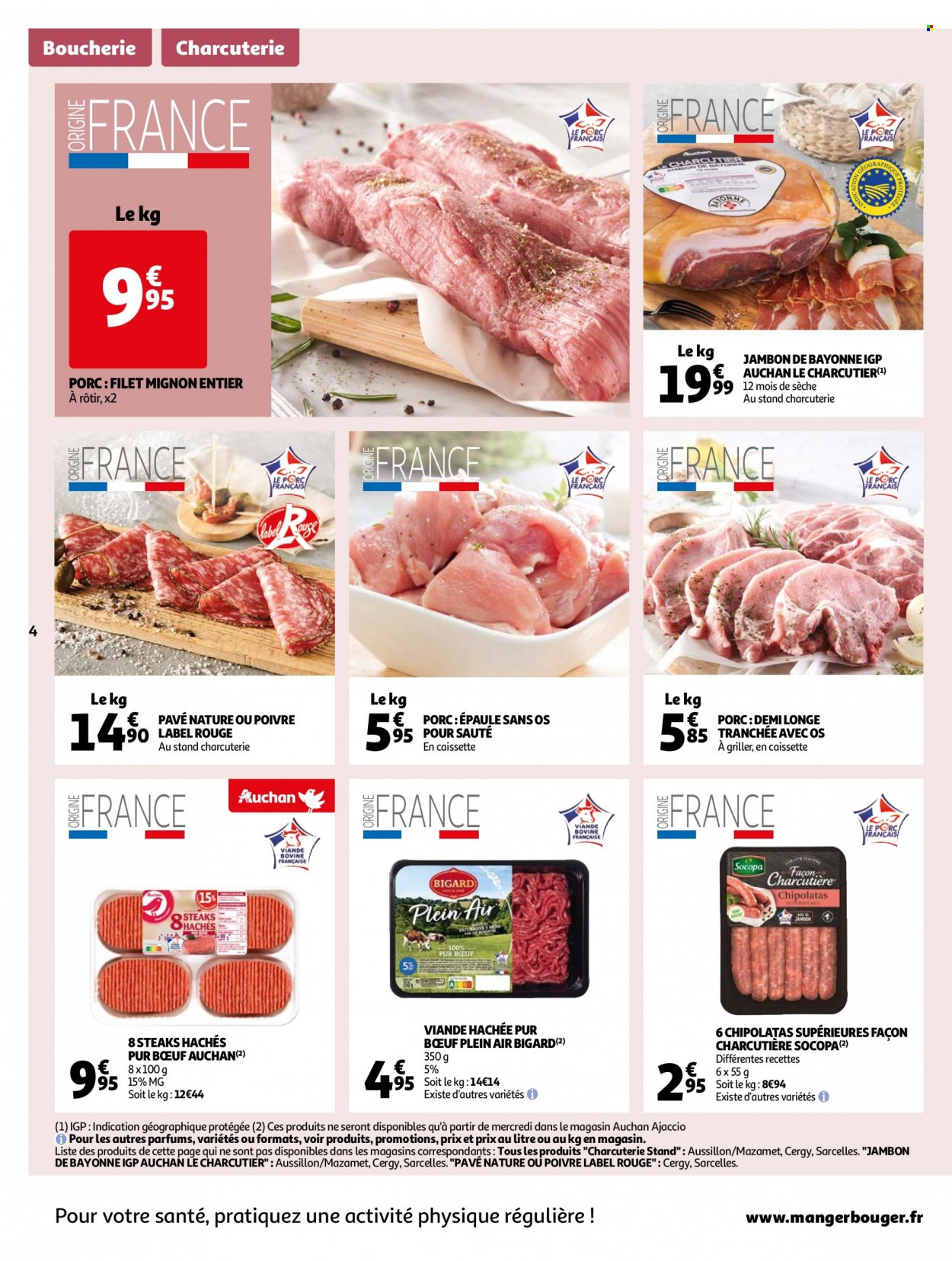 thumbnail - Catalogue Auchan - 21/03/2023 - 27/03/2023 - Produits soldés - filet mignon, viande, pavé nature, steak haché, viande hachée, jambon, chipolata. Page 4.