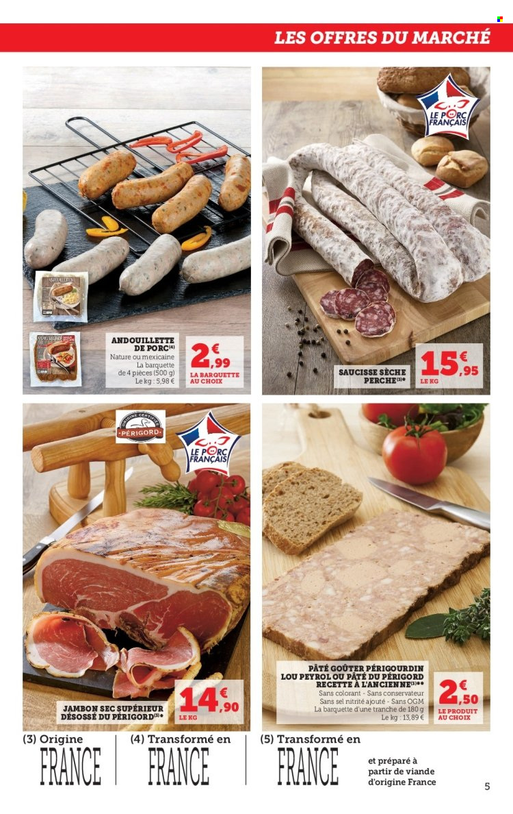 thumbnail - Catalogue Magasins U - 21/03/2023 - 26/03/2023 - Produits soldés - viande, jambon, jambon sec, saucisse sèche, andouillette, saucisse. Page 5.