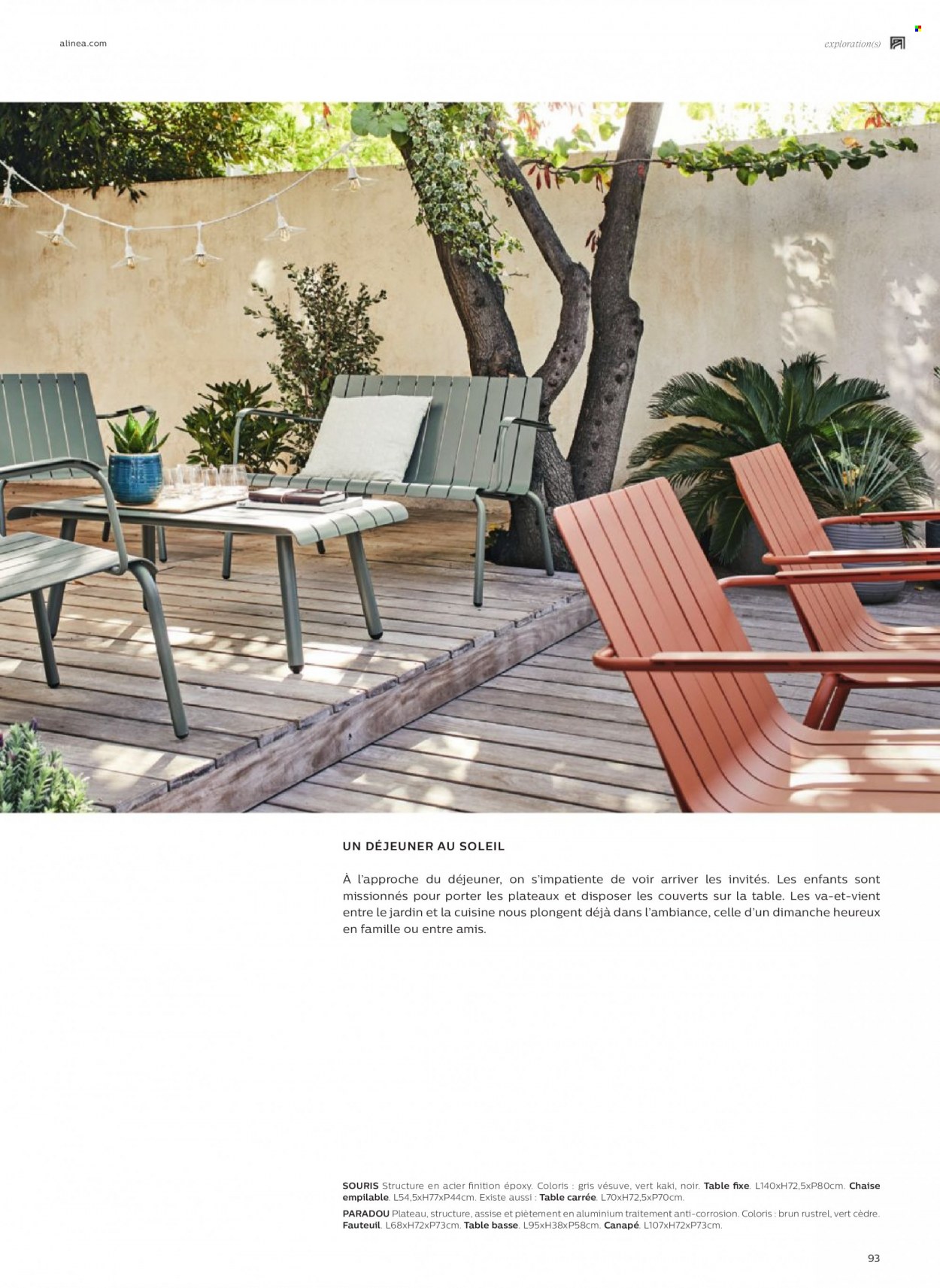 thumbnail - Catalogue alinea - Produits soldés - table, chaise, couverts, canapé, fauteuil, table basse. Page 93.