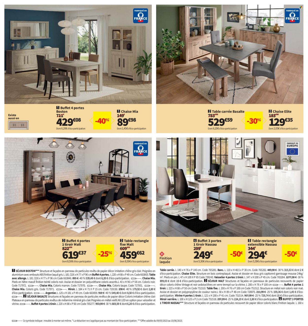 thumbnail - Catalogue Conforama - 09/05/2023 - 12/06/2023 - Produits soldés - table, chaise, banc, buffet, vitrine. Page 22.