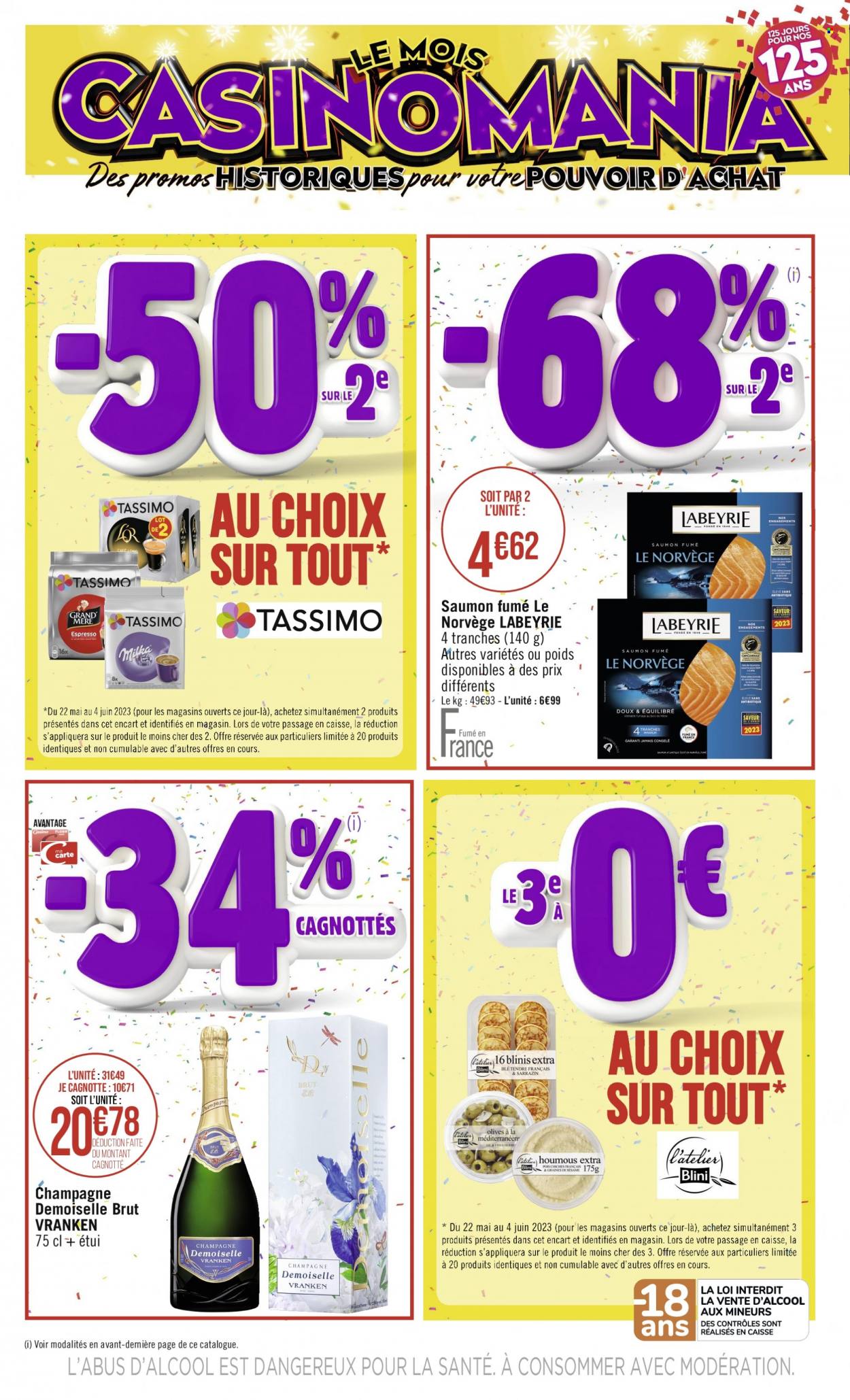 thumbnail - Catalogue Casino Supermarchés - 22/05/2023 - 04/06/2023 - Produits soldés - alcool, saumon, Labeyrie, saumon fumé. Page 6.