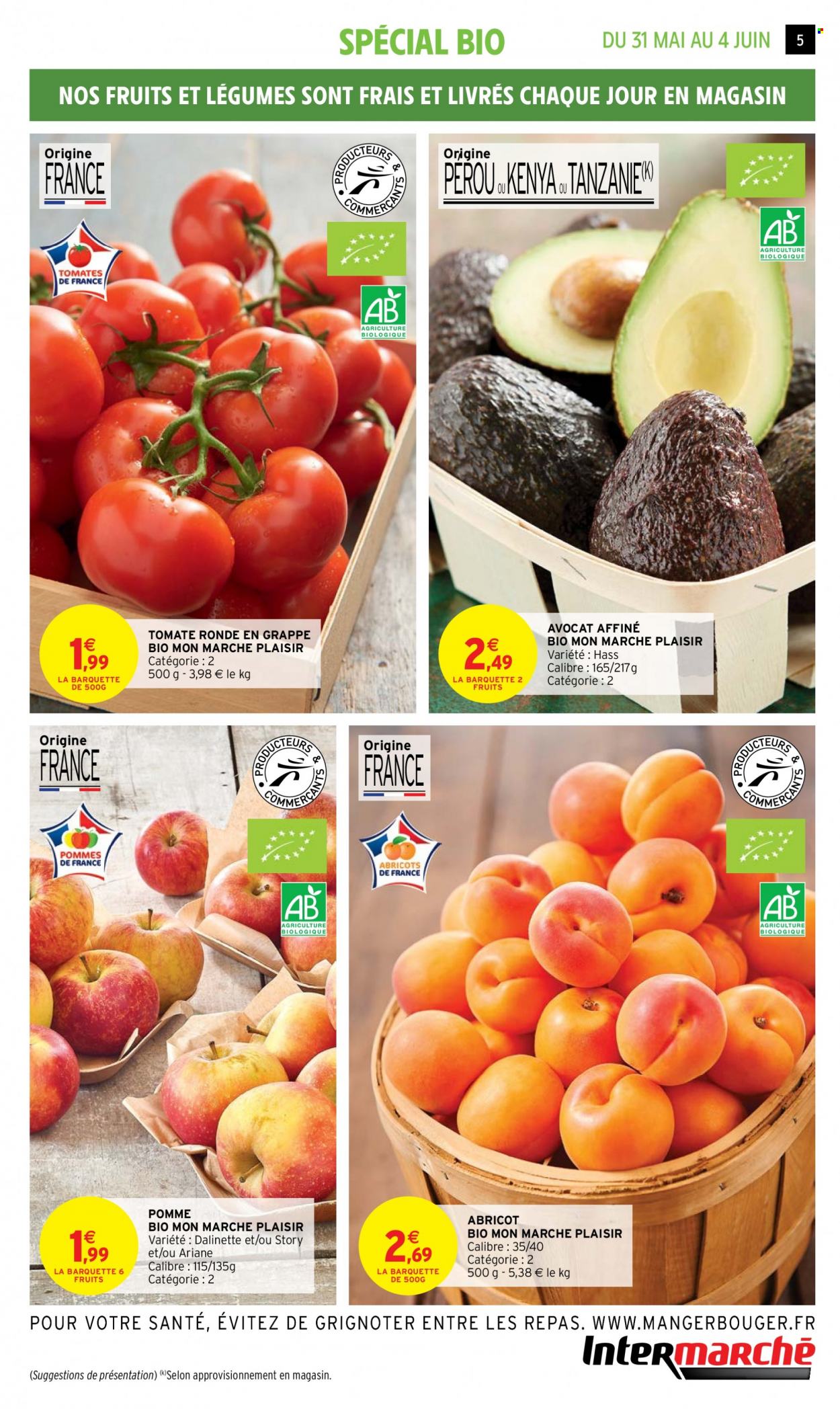 thumbnail - Catalogue Intermarché Super - 30/05/2023 - 11/06/2023 - Produits soldés - avocat, abricots, tomates. Page 5.