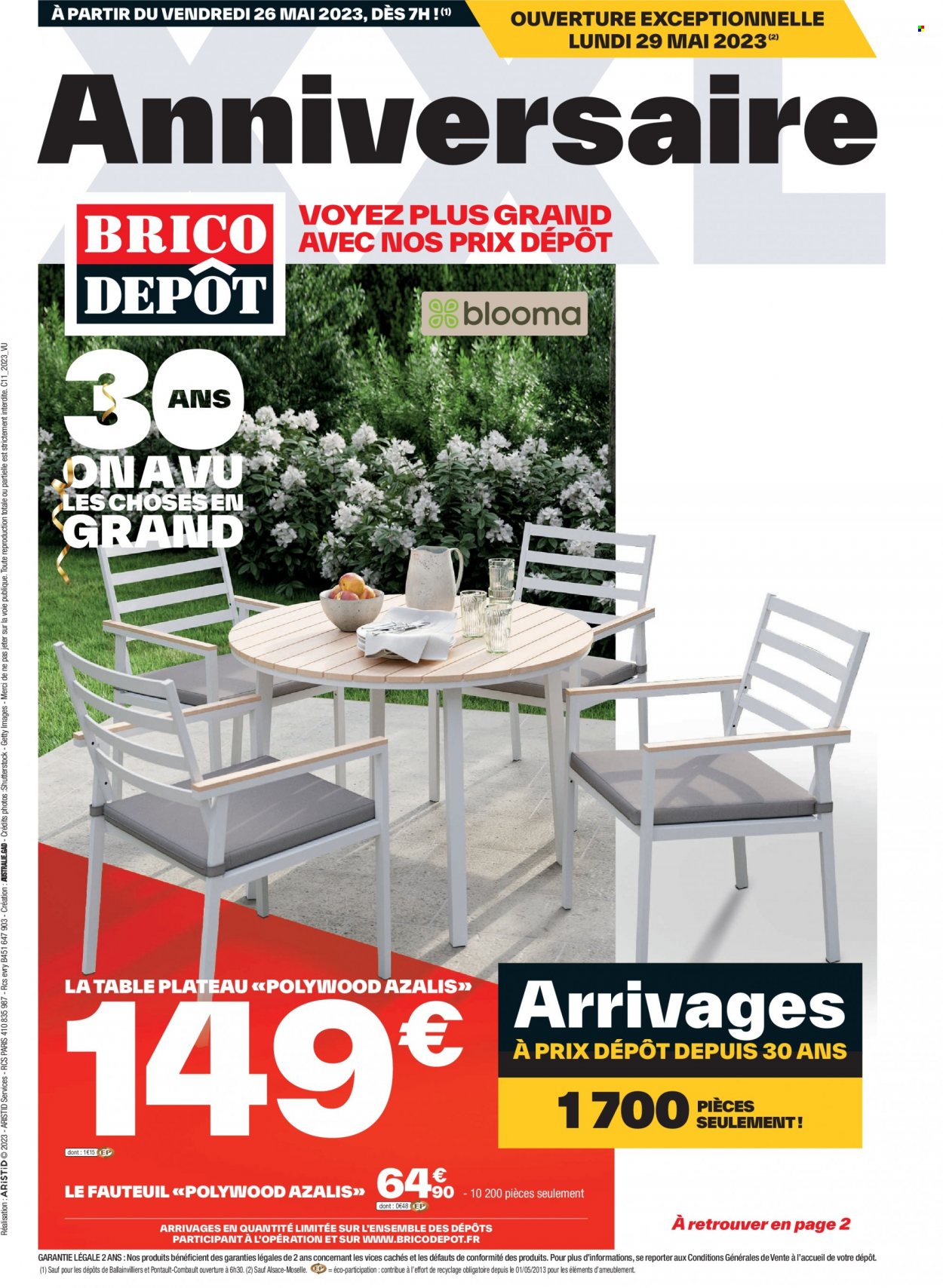 thumbnail - Catalogue Brico Dépôt - 26/05/2023 - 08/06/2023 - Produits soldés - table, fauteuil. Page 1.