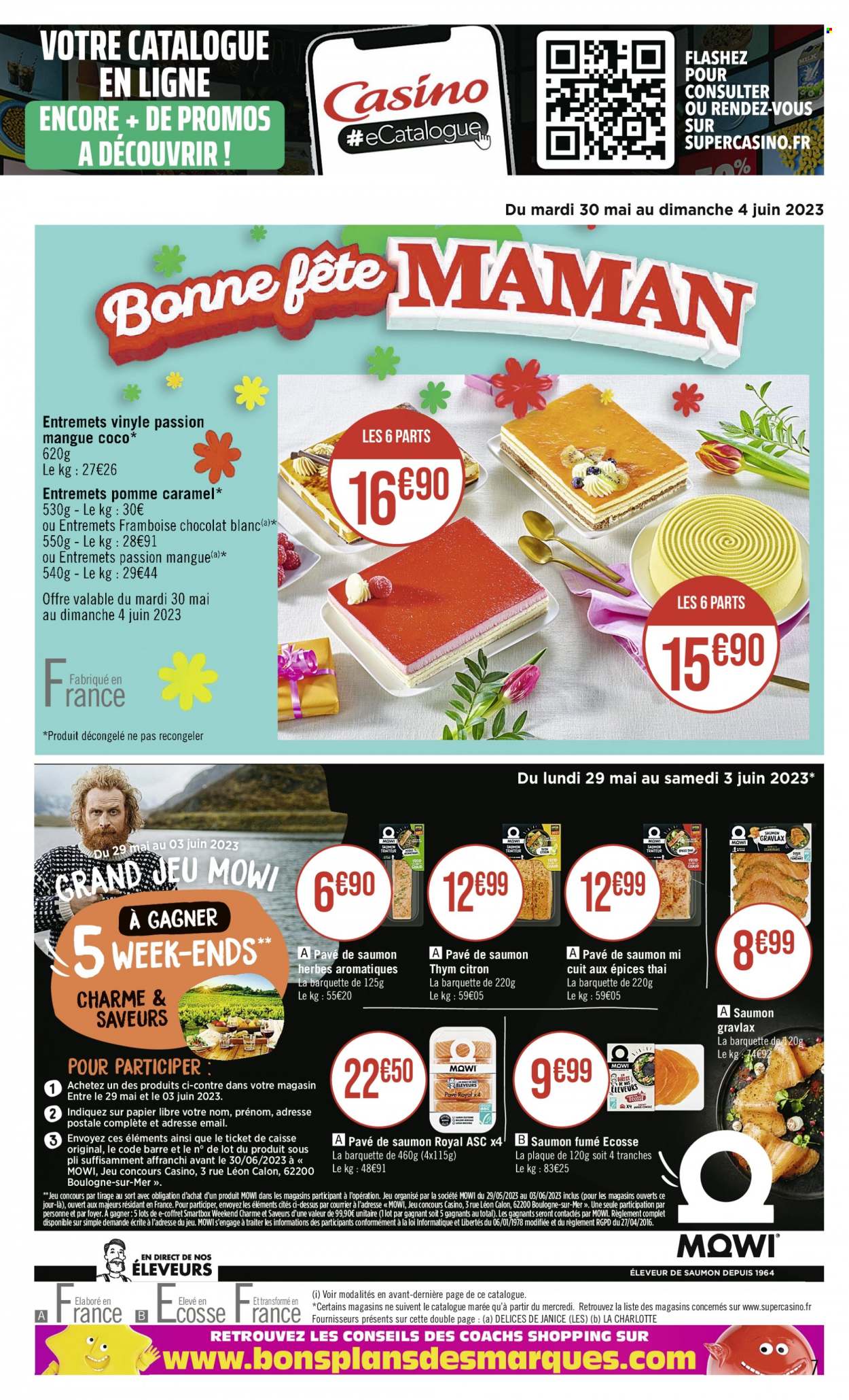 thumbnail - Catalogue Casino Supermarchés - 29/05/2023 - 11/06/2023 - Produits soldés - mangue, saumon, saumon fumé, chocolat, chocolat blanc. Page 7.