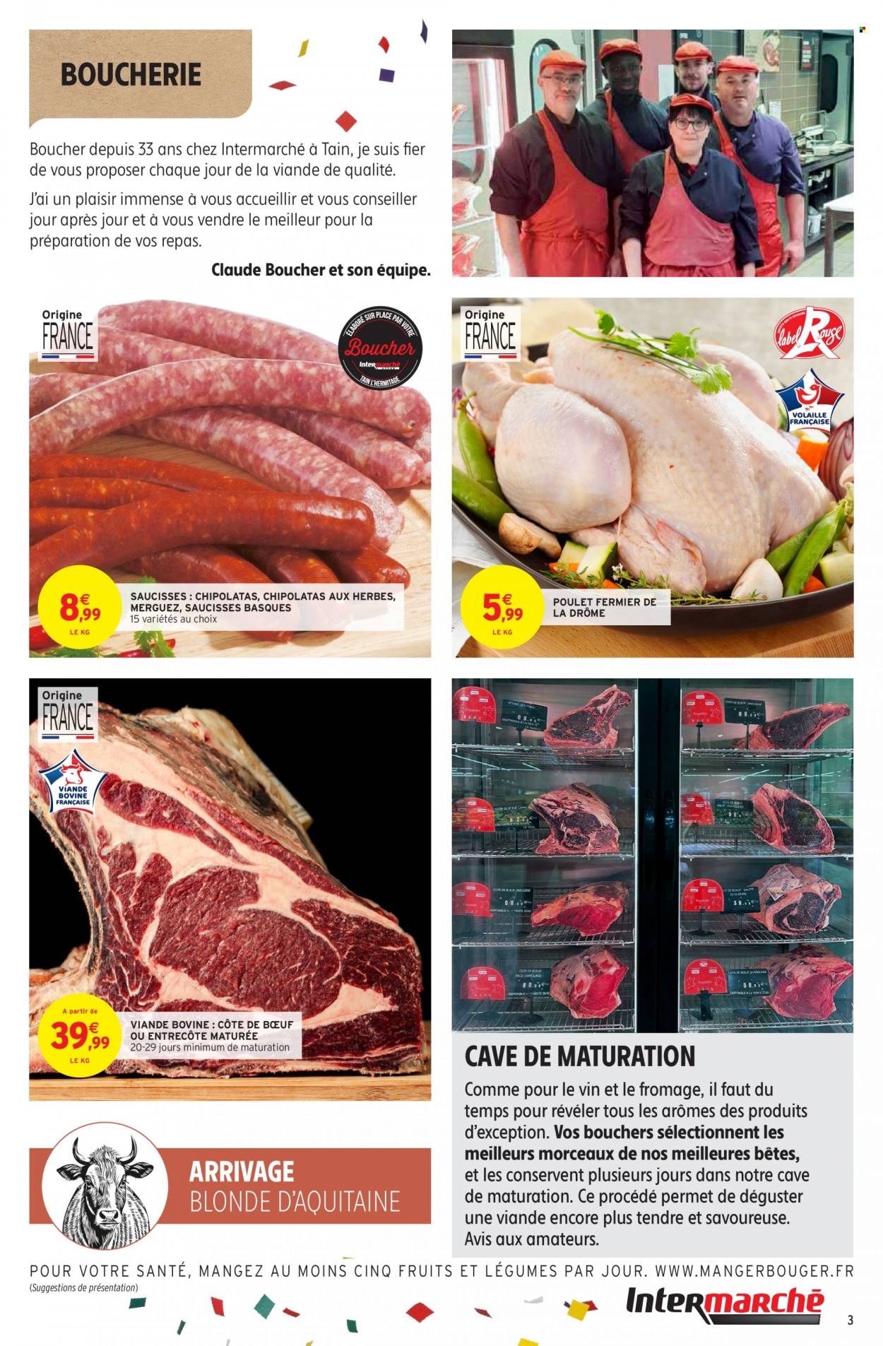 thumbnail - Catalogue Intermarché Hyper - 30/05/2023 - 03/06/2023 - Produits soldés - viande, poulet, viande de poulet, merguez, saucisse, chipolata. Page 3.