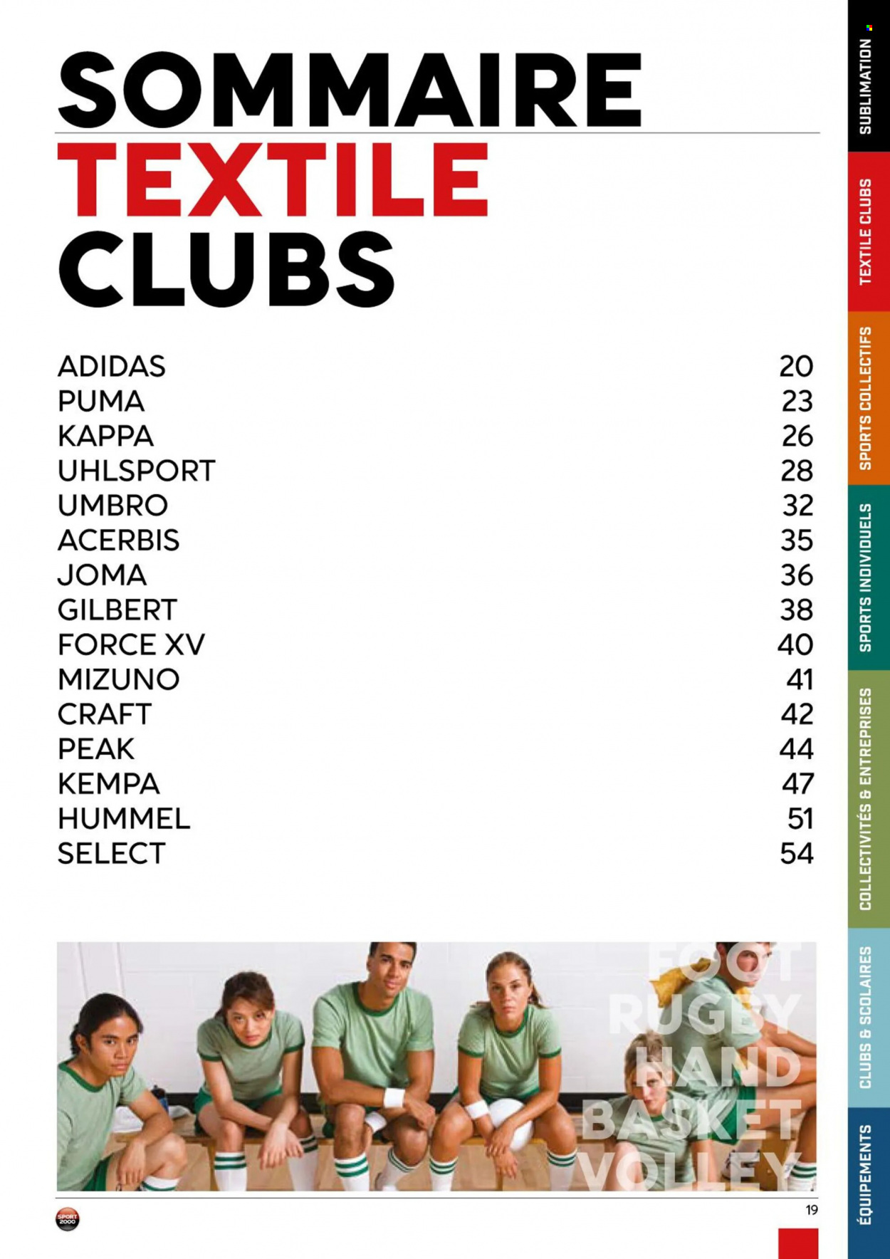 thumbnail - Catalogue Sport 2000 - Produits soldés - Hummel, Umbro, Puma, Joma, Kappa, Mizuno, basket, Gilbert. Page 19.