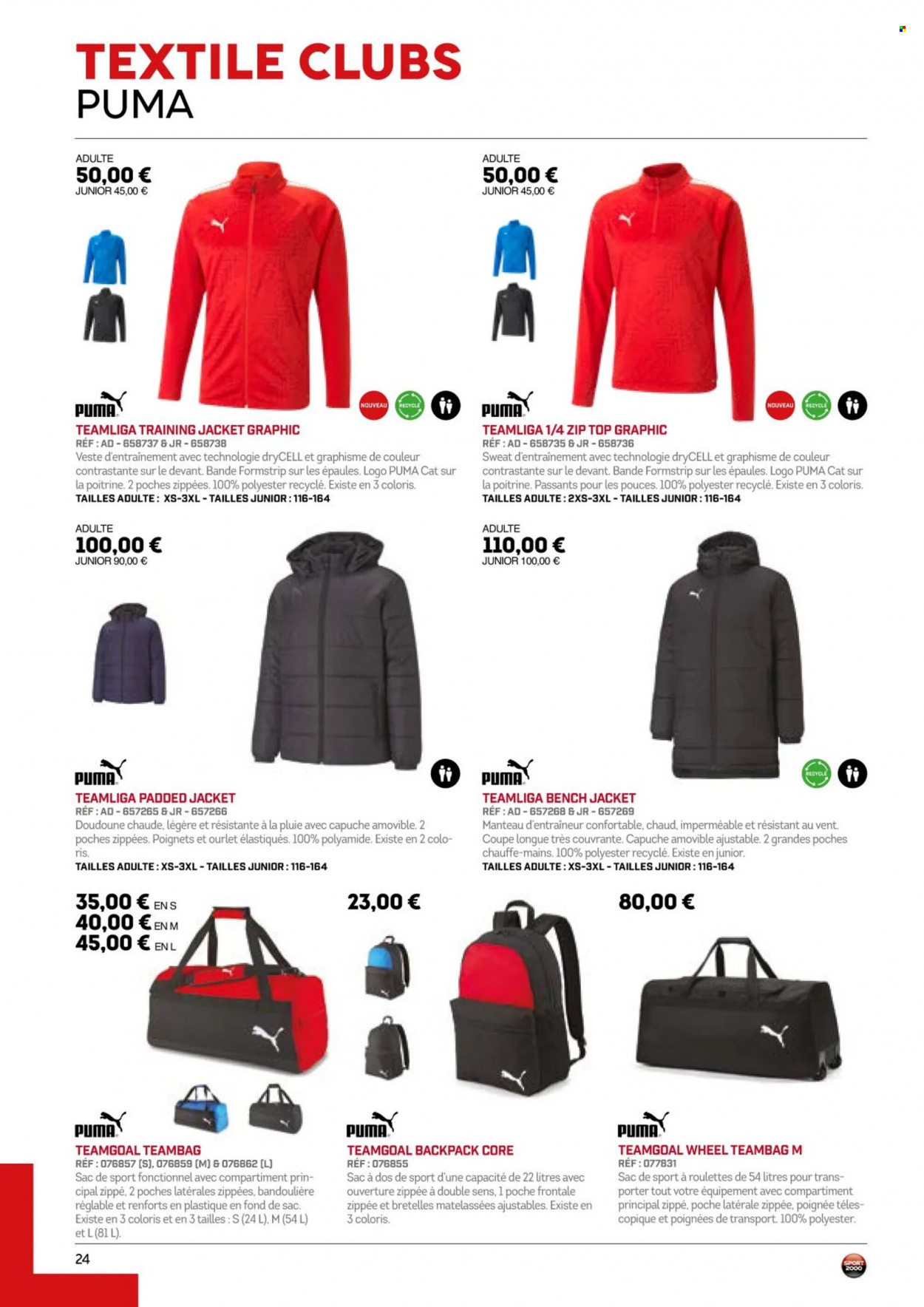 thumbnail - Catalogue Sport 2000 - Produits soldés - Puma, doudoune, veste, manteau, sweat-shirt, sac à dos. Page 24.