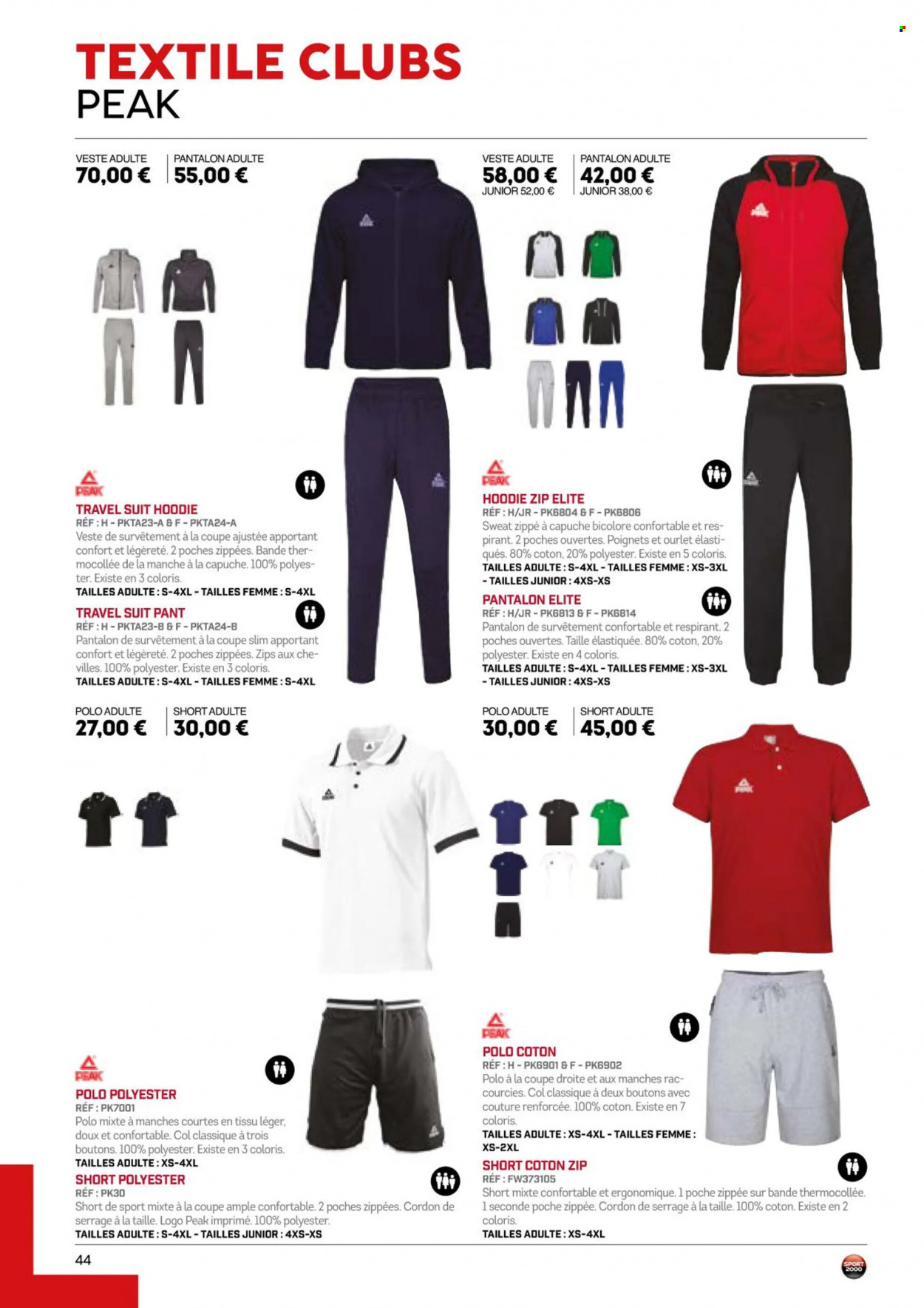 thumbnail - Catalogue Sport 2000 - Produits soldés - veste, shorts, pantalon, t-shirt, sweat-shirt. Page 44.