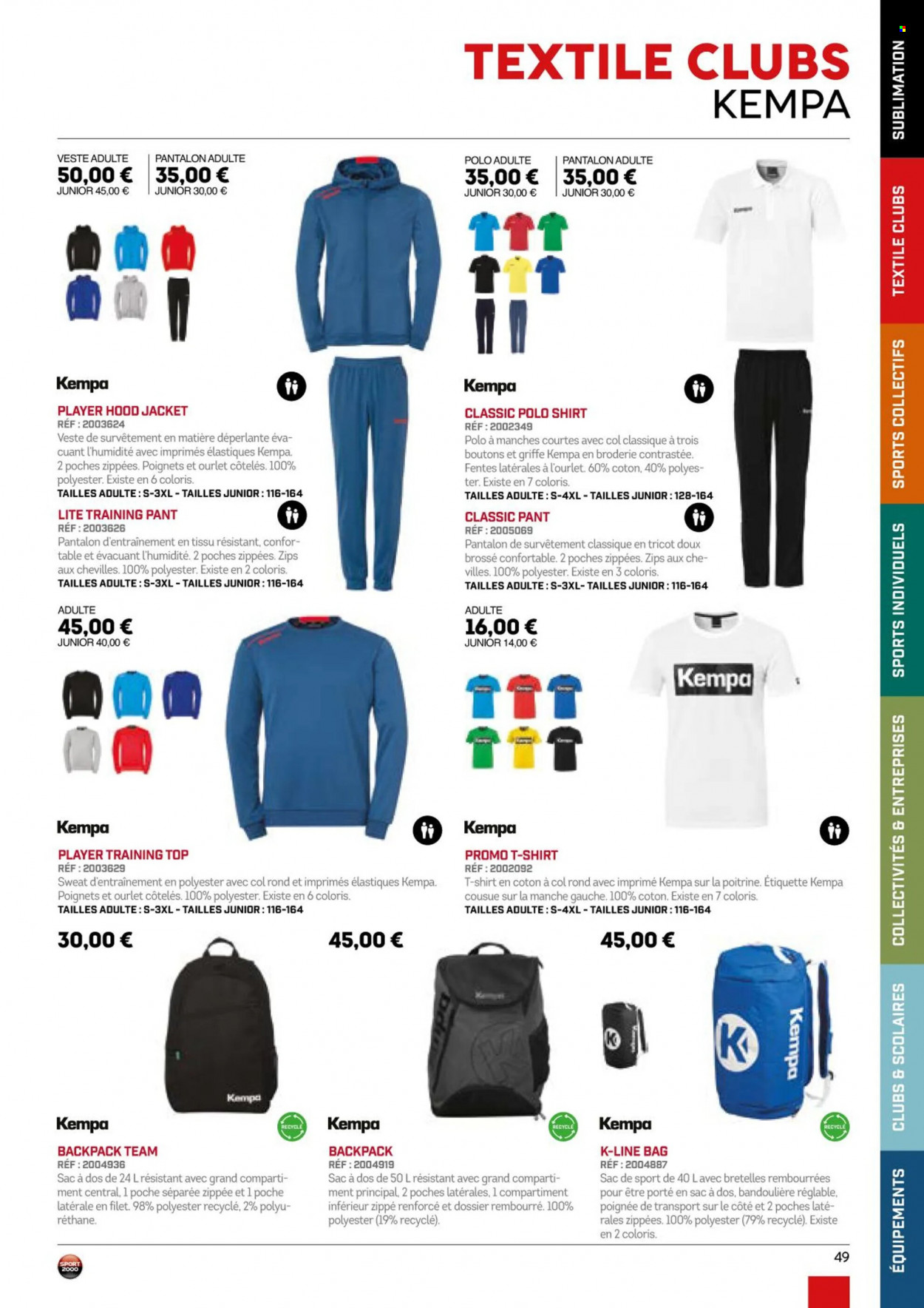 thumbnail - Catalogue Sport 2000 - Produits soldés - veste, pantalon, t-shirt, sweat-shirt, sac à dos. Page 49.
