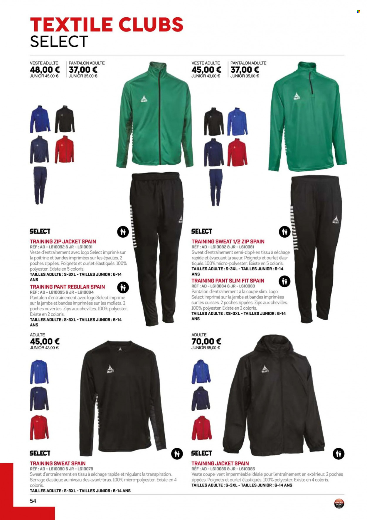 thumbnail - Catalogue Sport 2000 - Produits soldés - veste, pantalon, sweat-shirt. Page 54.