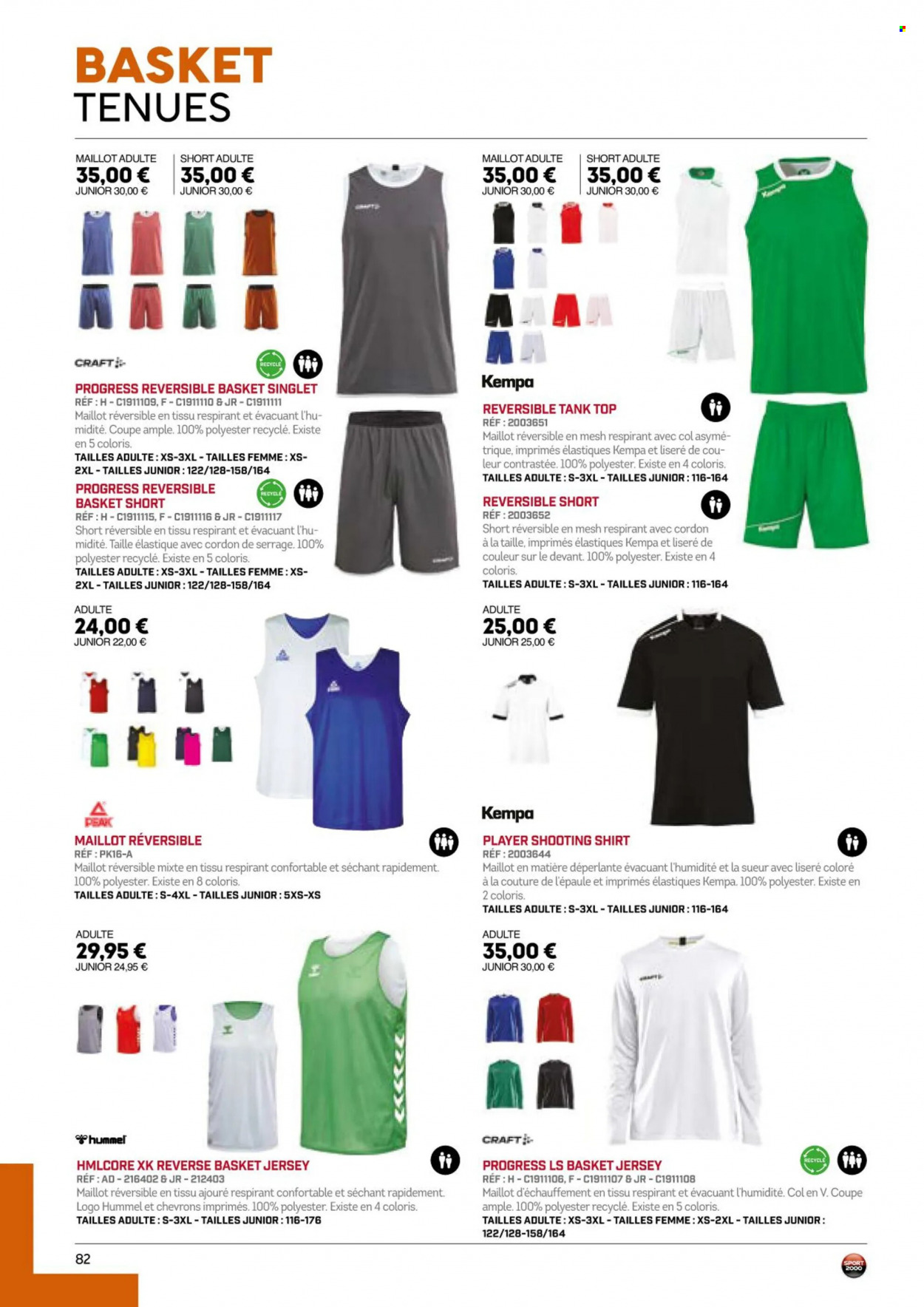 thumbnail - Catalogue Sport 2000 - Produits soldés - Hummel, basket, shorts, tank top, maillot. Page 82.