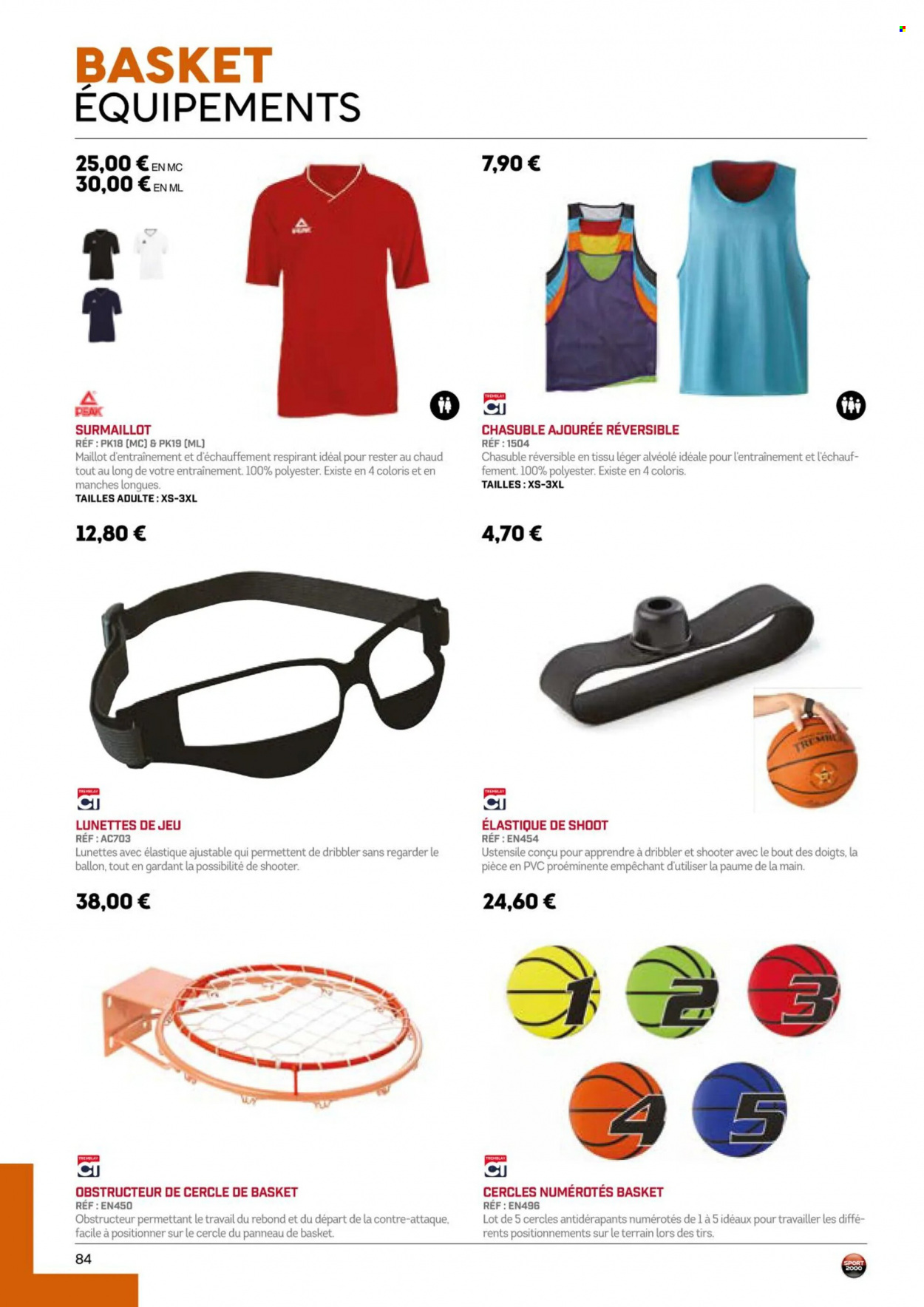 thumbnail - Catalogue Sport 2000 - Produits soldés - basket, maillot, lunettes. Page 84.
