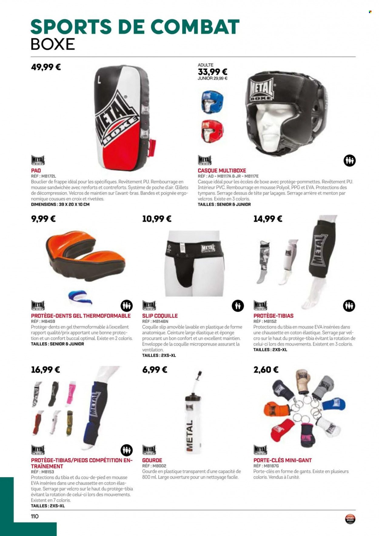 thumbnail - Catalogue Sport 2000 - Produits soldés - casque, gourde, slip, ceinture, porte-clés. Page 110.