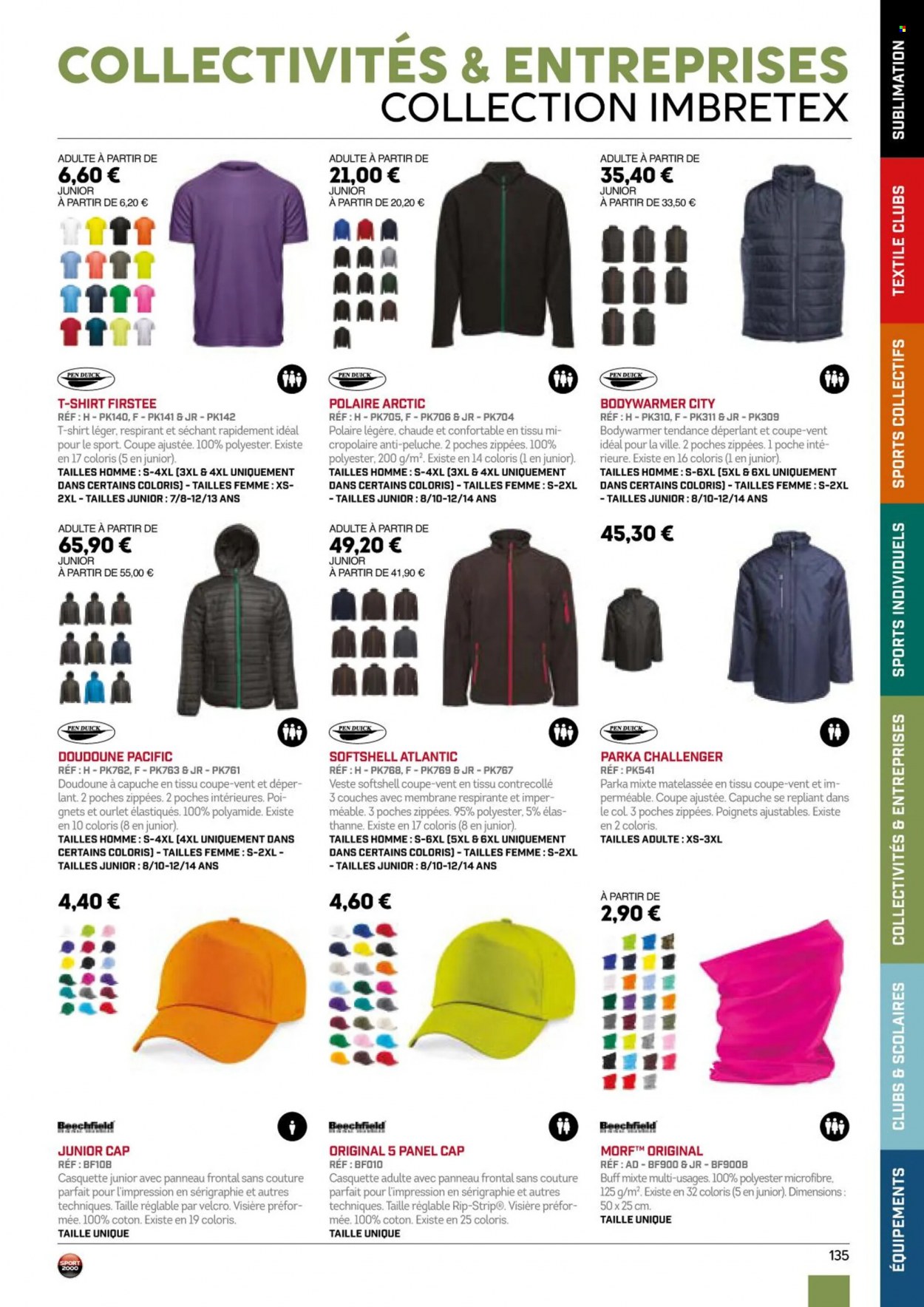 thumbnail - Catalogue Sport 2000 - Produits soldés - doudoune, veste, parka, t-shirt, casquette. Page 135.