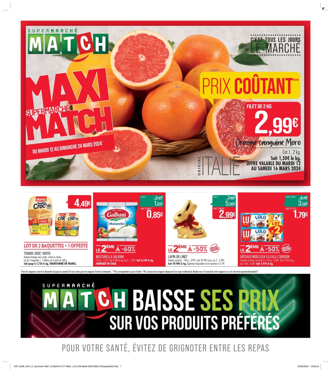 Catalogue Supermarché Match - 12/03/2024 - 24/03/2024. Page 1