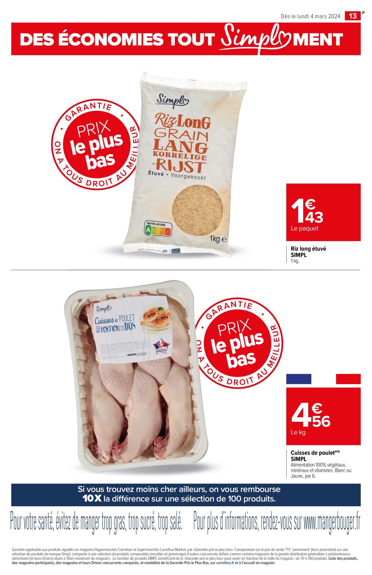 thumbnail - Catalogue Carrefour - 04/03/2024 - 31/12/2024 - Produits soldés - riz, cuisses de poulet, viande de poulet. Page 13.