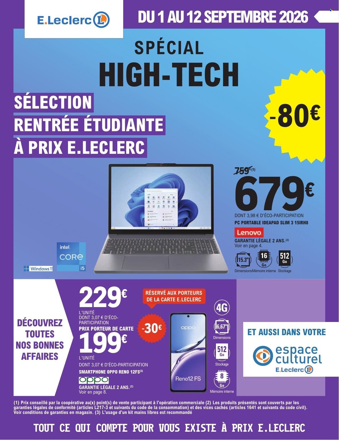 Catalogue E.Leclerc - 01/09/2026 - 12/09/2026. Page 1