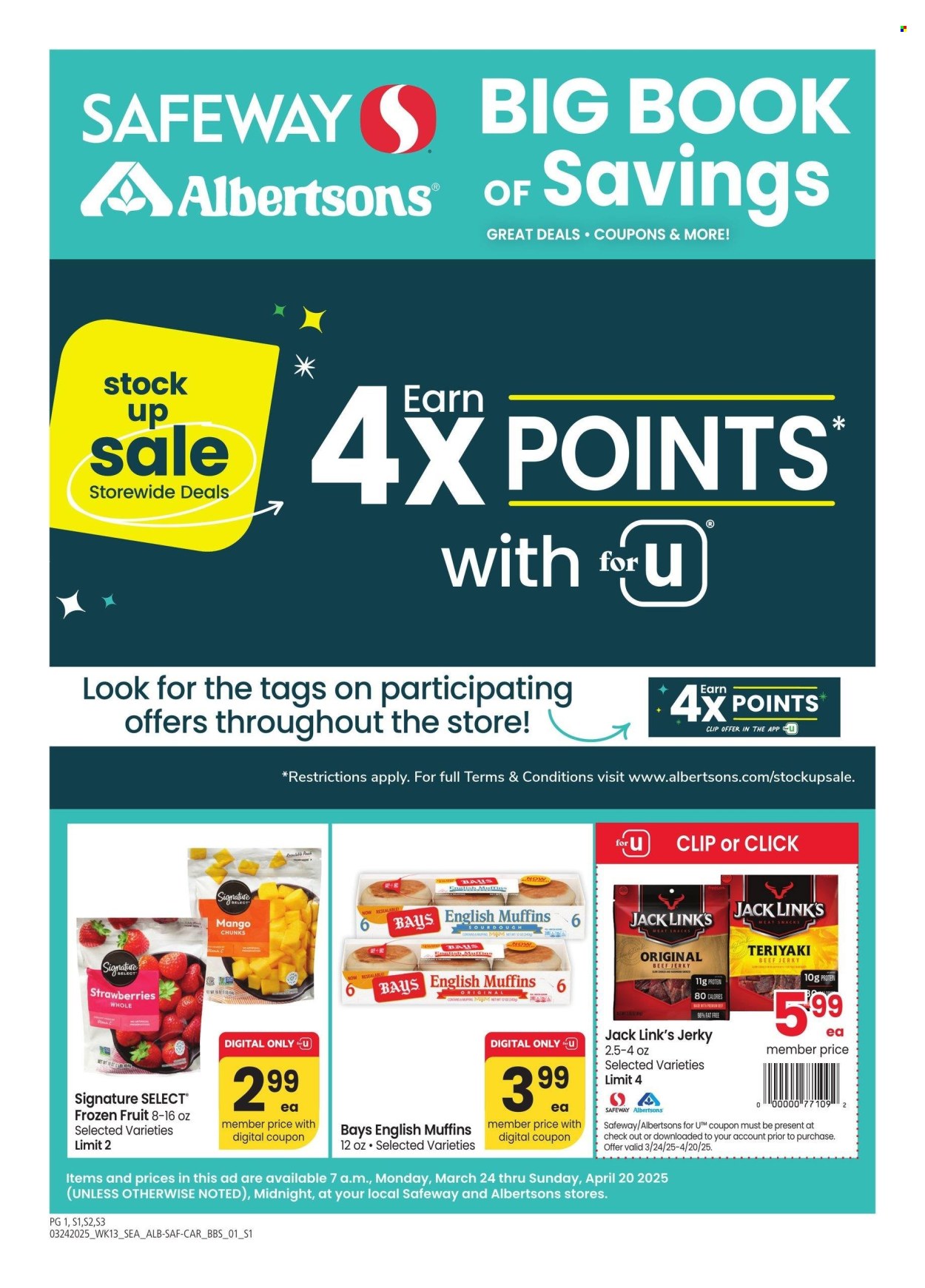 Safeway ad - 03/24/2025 - 04/20/2025. Page 1