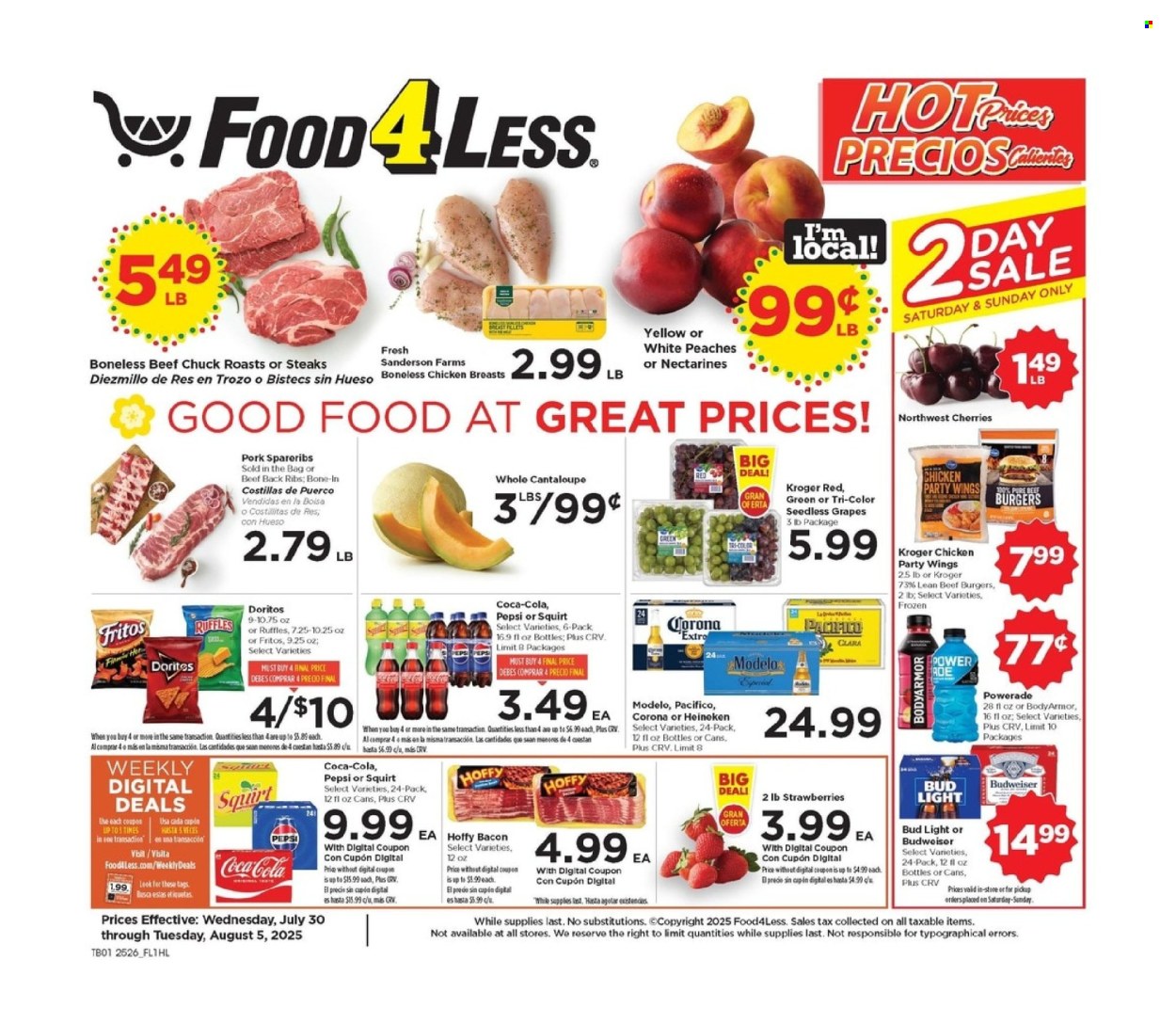 Food 4 Less ad - 07/30/2025 - 08/05/2025. Page 1
