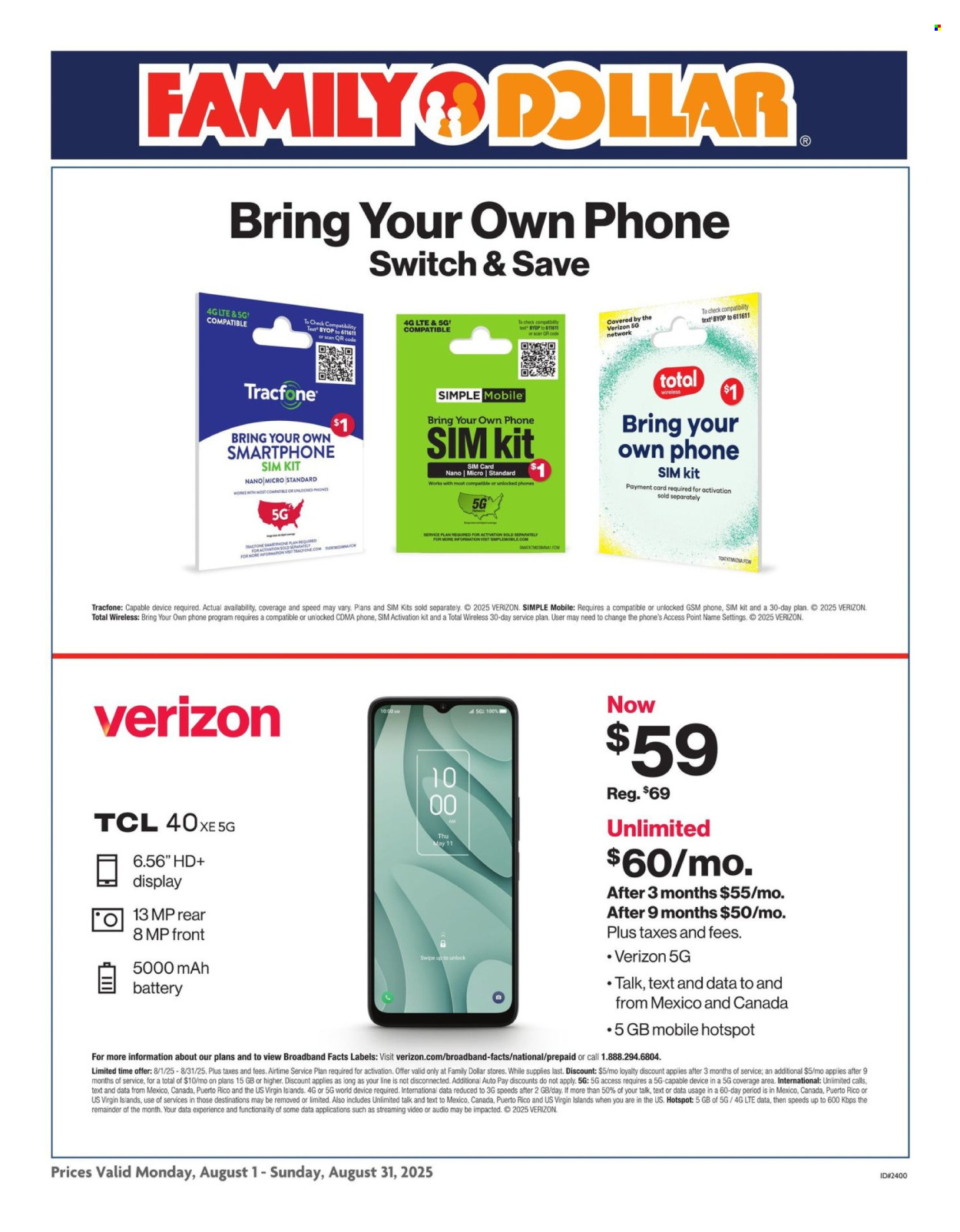 Family Dollar ad - 08/01/2025 - 08/31/2025. Page 1