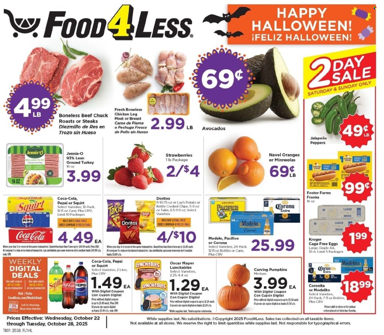Food 4 Less ad - 10/22/2025 - 10/28/2025. Page 1