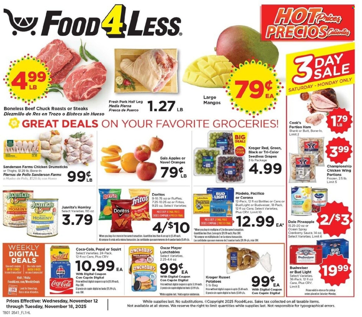 Food 4 Less ad - 11/12/2025 - 11/18/2025. Page 1