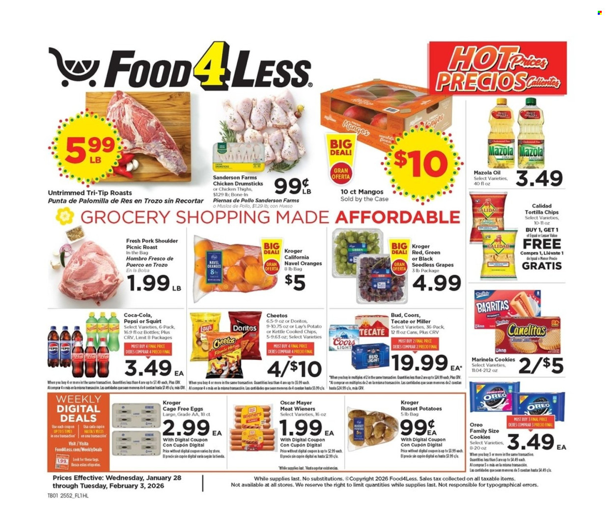 Food 4 Less ad - 01/28/2026 - 02/03/2026. Page 1
