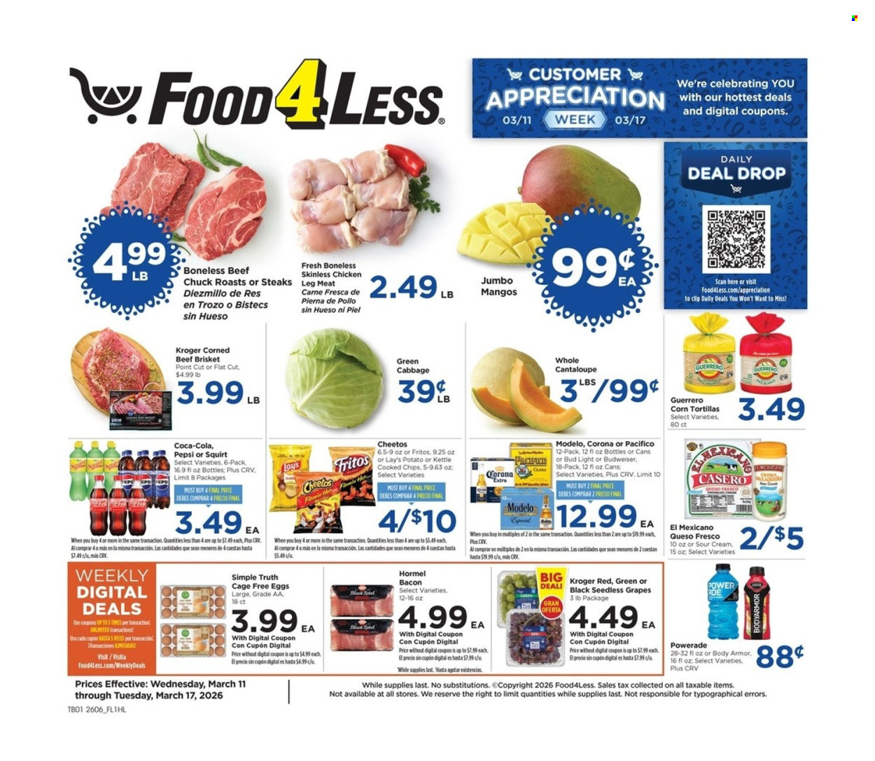 Food 4 Less ad - 03/11/2026 - 03/17/2026. Page 1