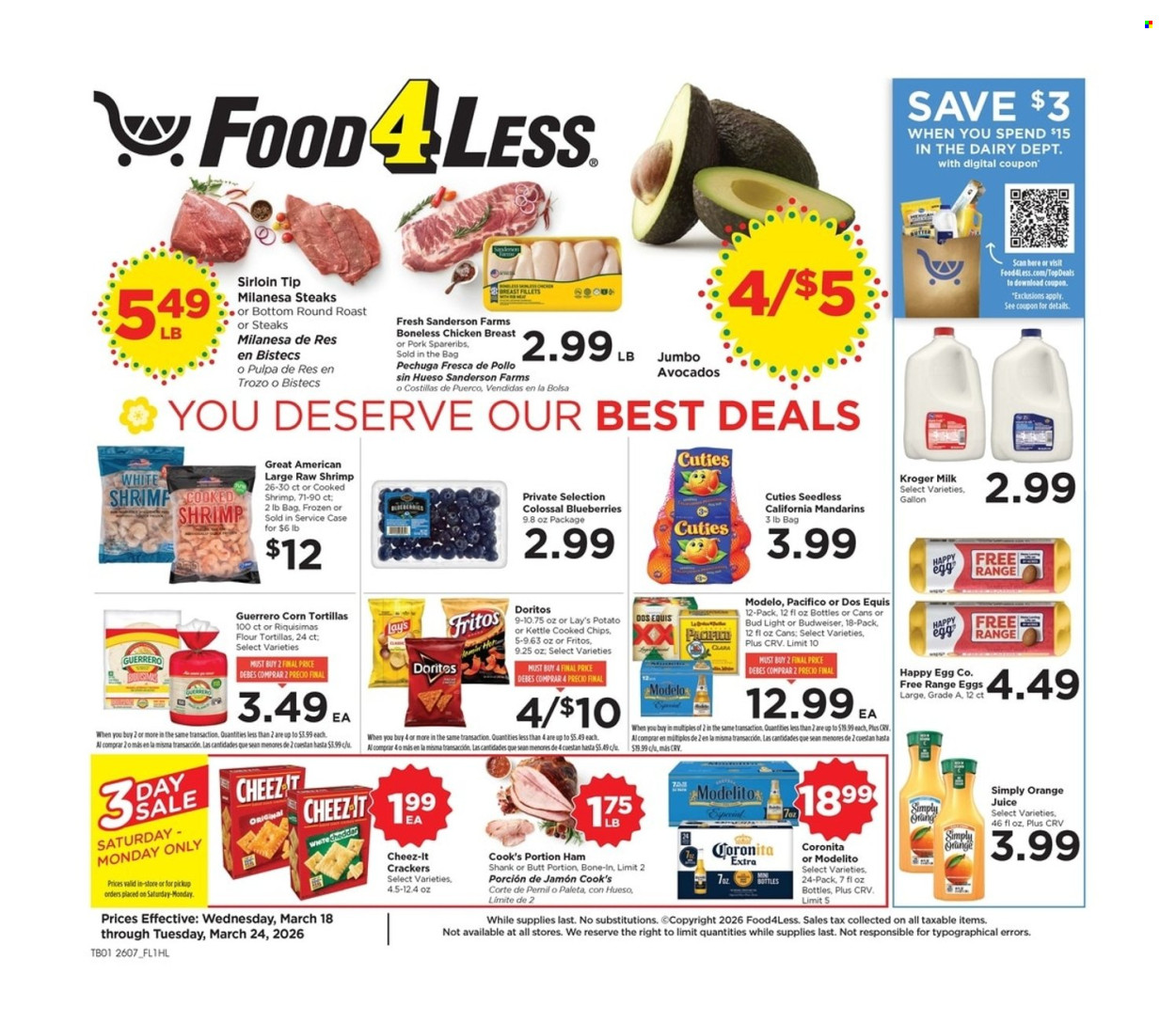 Food 4 Less ad - 03/18/2026 - 03/24/2026. Page 1