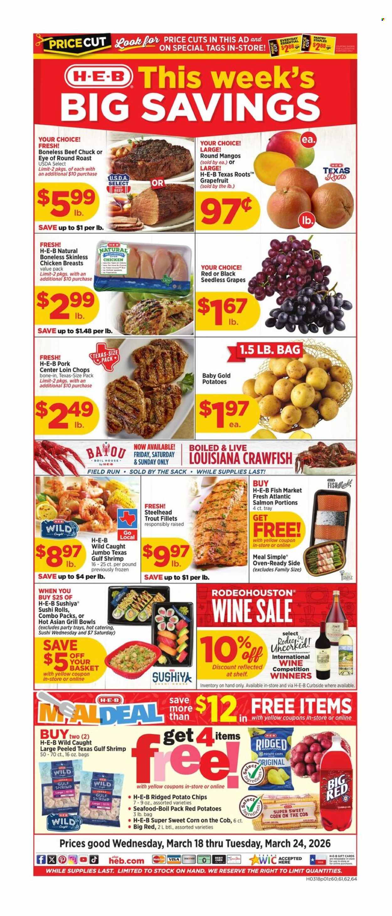 H-E-B ad - 03/18/2026 - 03/24/2026. Page 1