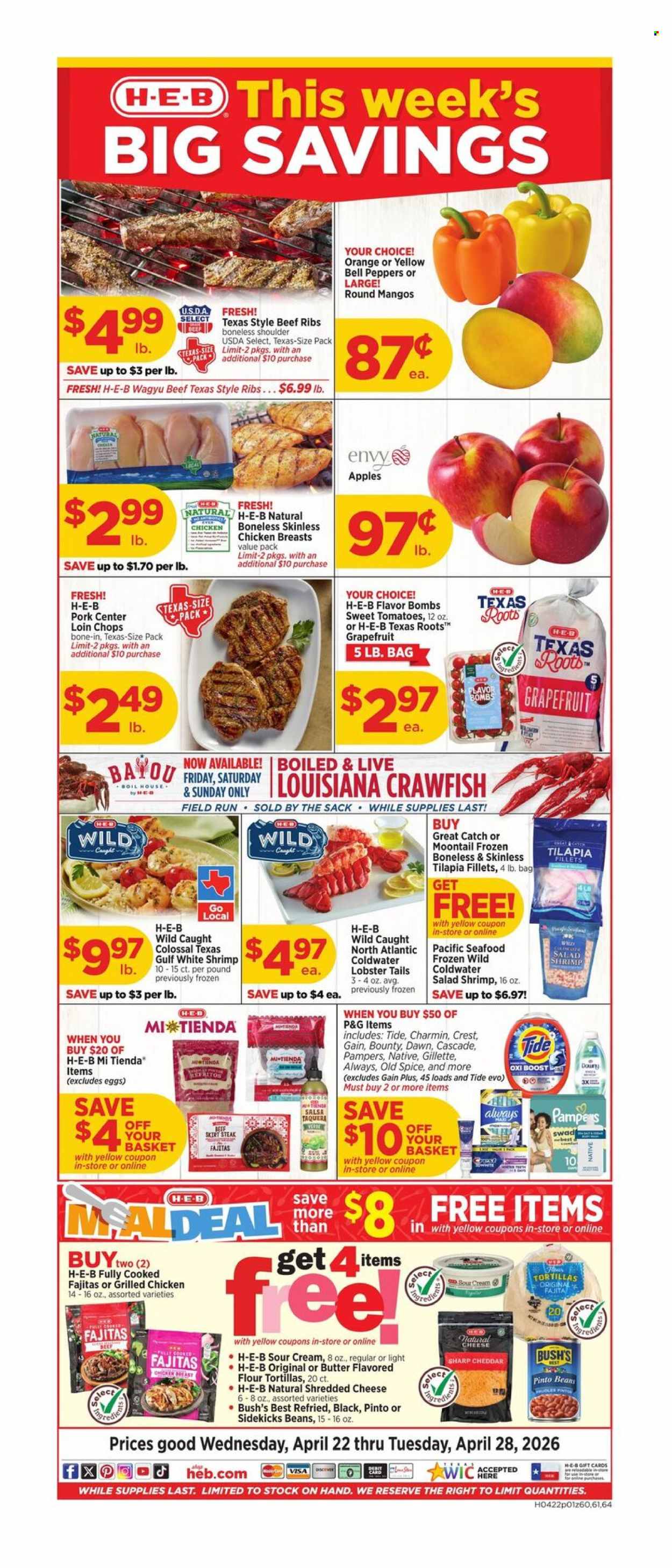 H-E-B ad - 04/22/2026 - 04/28/2026. Page 1