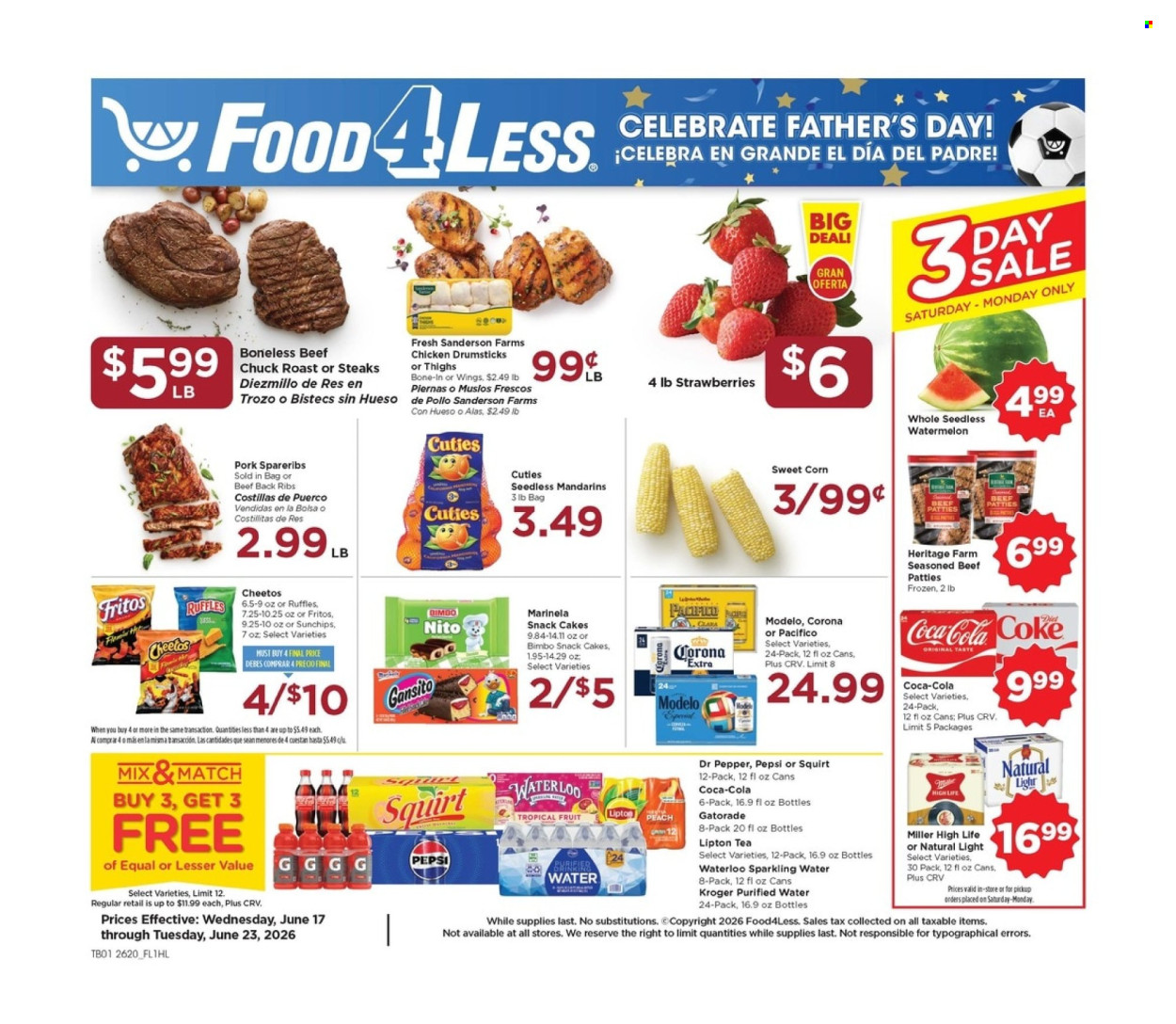 Food 4 Less ad - 06/17/2026 - 06/23/2026. Page 1