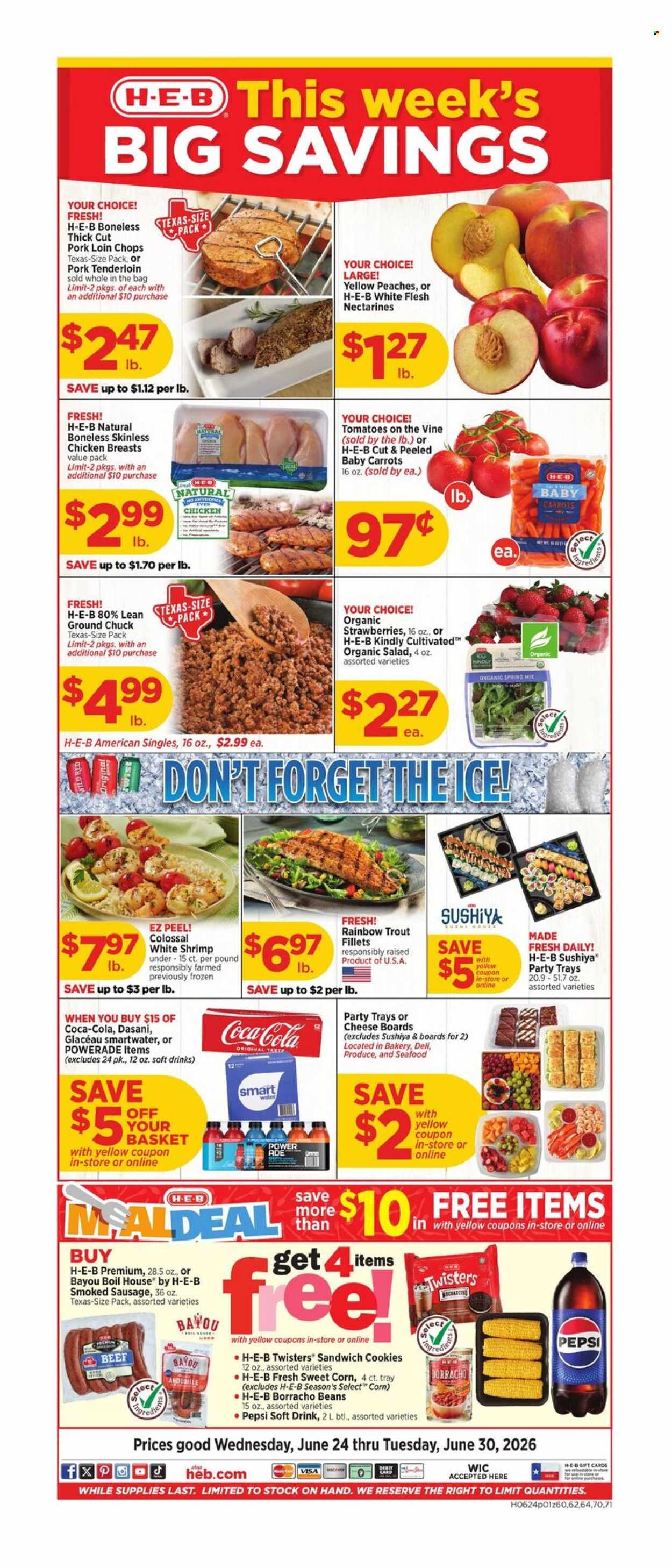 H-E-B ad - 06/24/2026 - 06/30/2026. Page 1