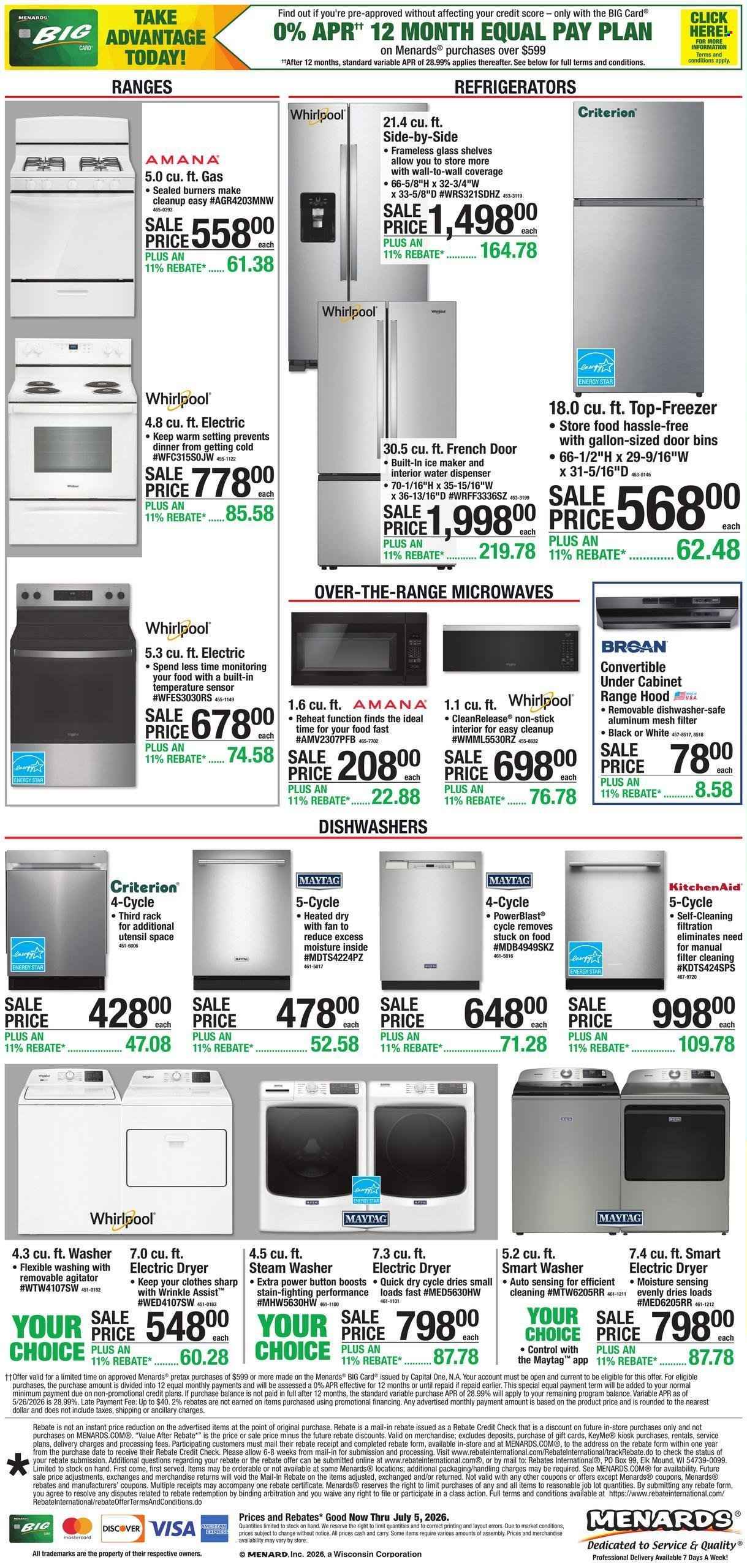 Menards ad - 06/24/2026 - 07/05/2026. Page 1