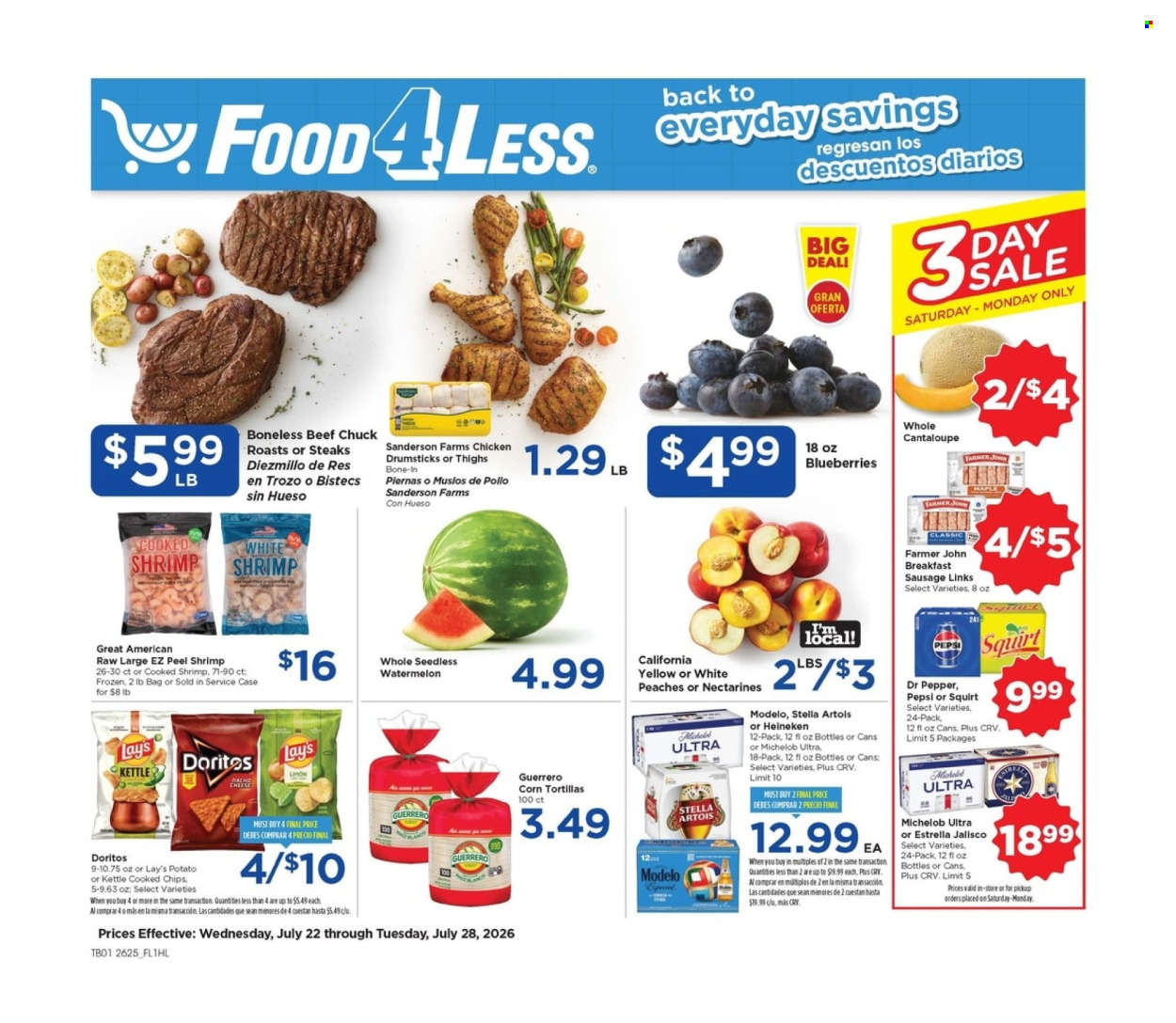 Food 4 Less ad - 07/22/2026 - 07/28/2026. Page 1