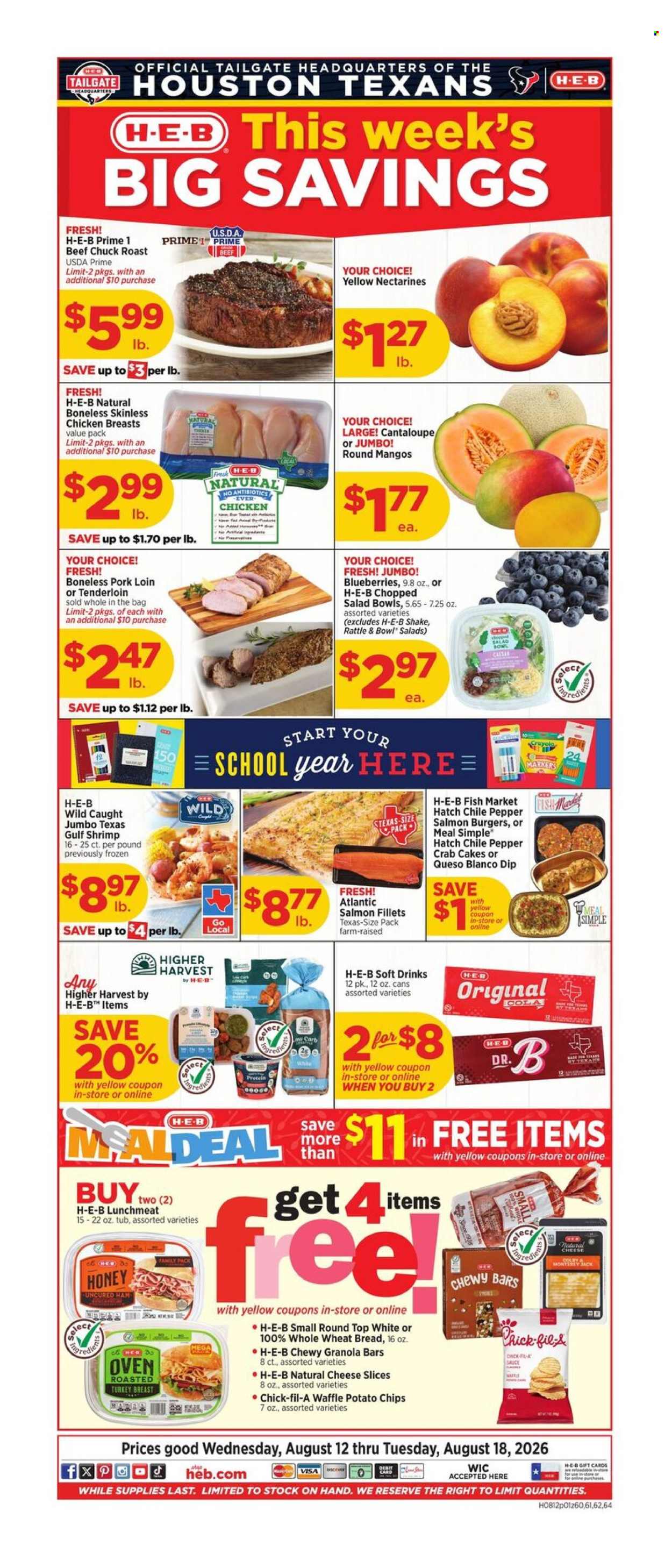 H-E-B ad - 08/12/2026 - 08/18/2026. Page 1