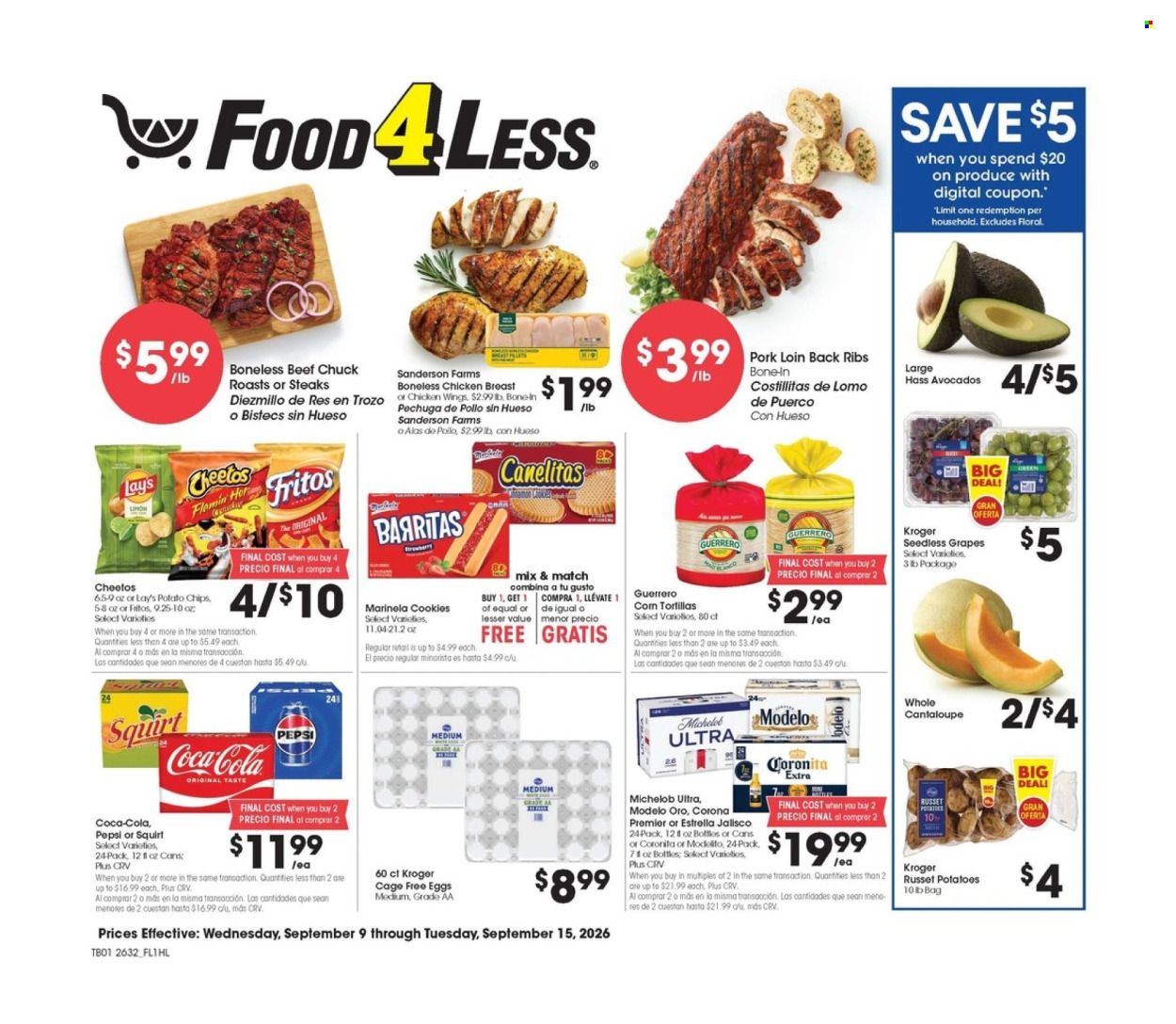 Food 4 Less ad - 09/09/2026 - 09/15/2026. Page 1