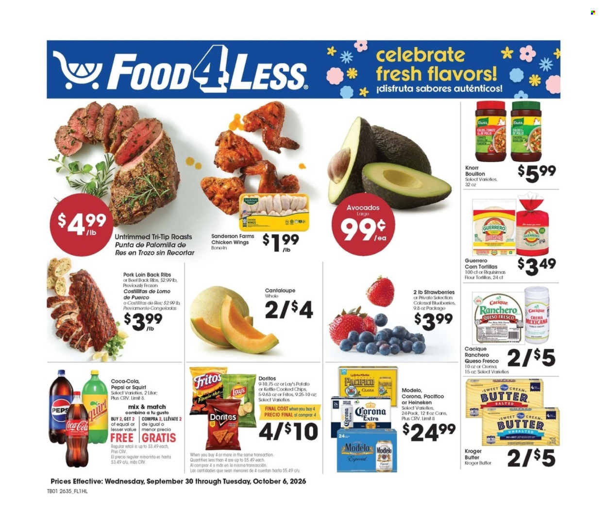Food 4 Less ad - 09/30/2026 - 10/06/2026. Page 1