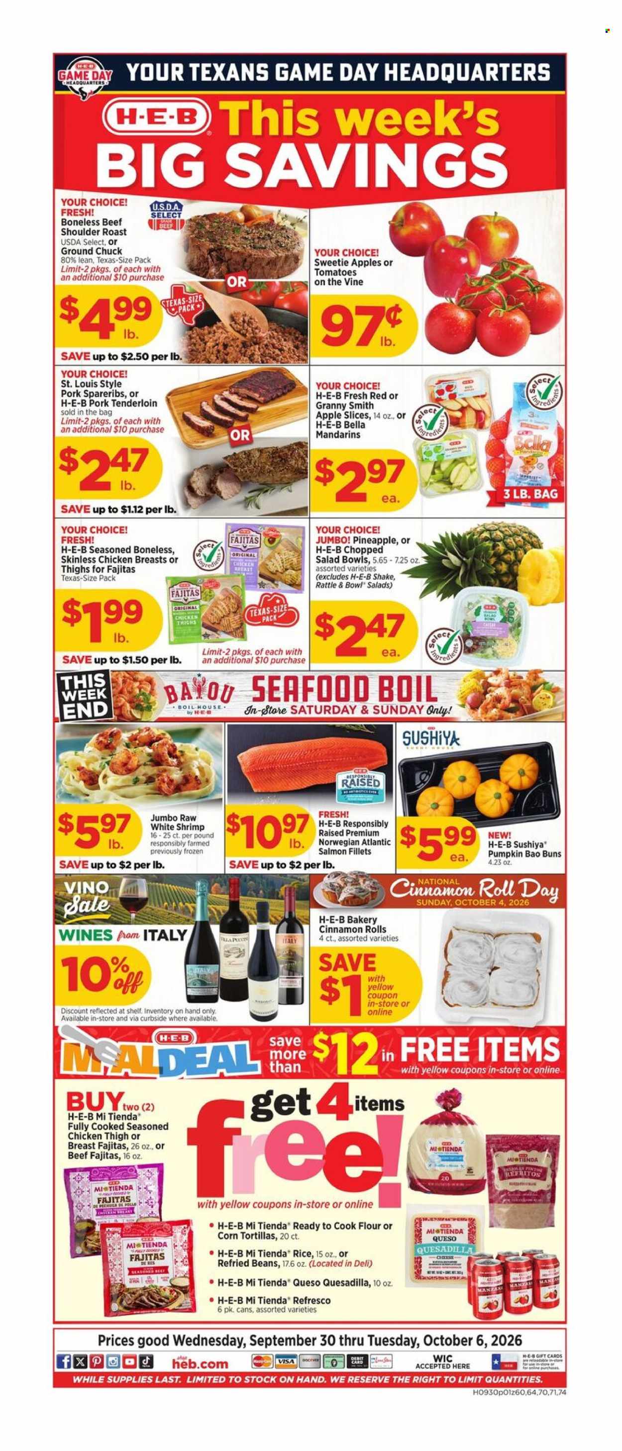 H-E-B ad - 09/30/2026 - 10/06/2026. Page 1