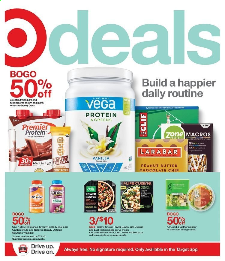 thumbnail - Target Flyer - 01/03/2021 - 01/09/2021 - Sales products - pizza, Lean Cuisine, Healthy Choice, nutrition bar, peanut butter. Page 1.