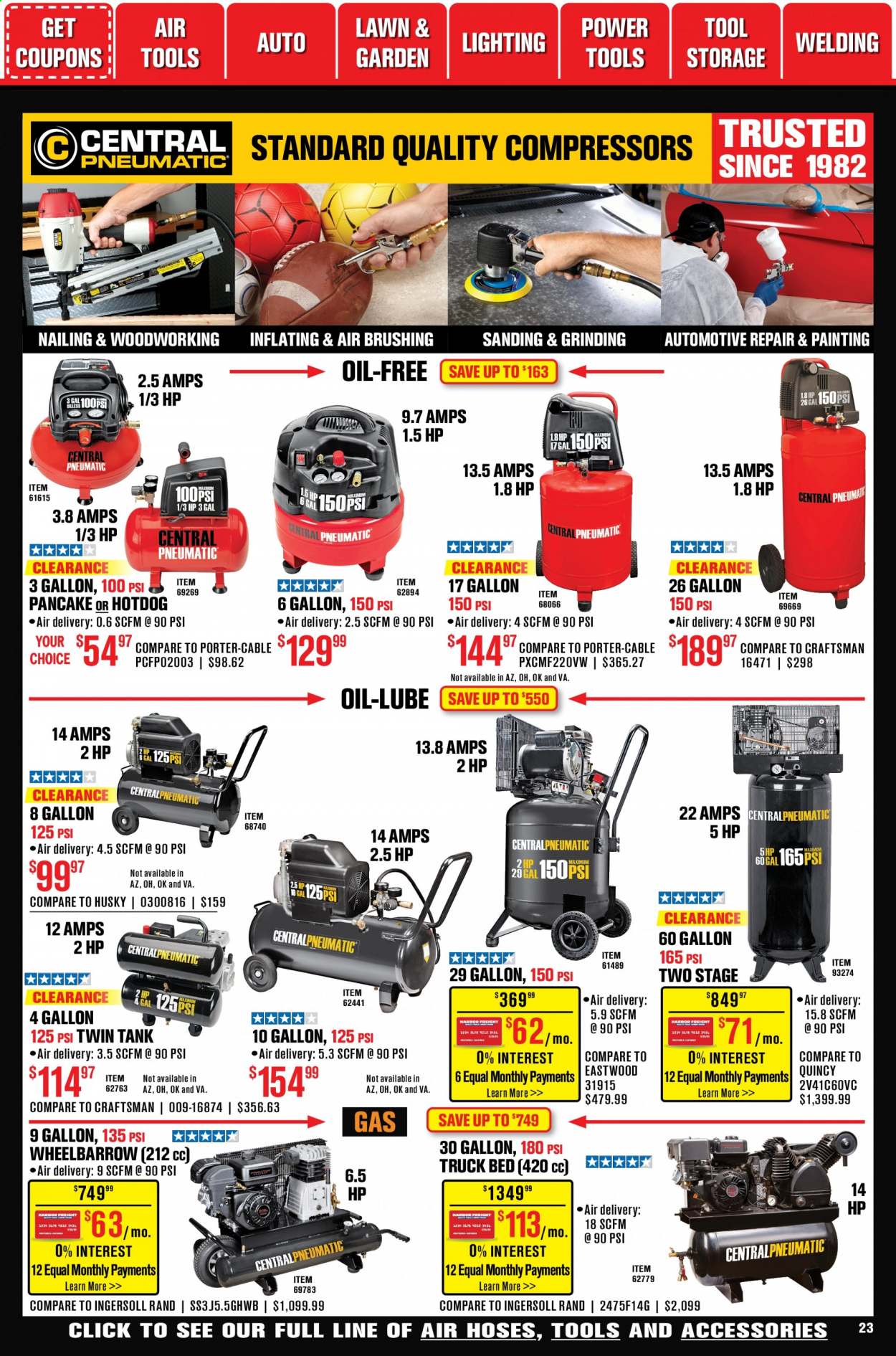 thumbnail - Harbor Freight Flyer - 01/01/2021 - 01/28/2021 - Sales products - power tools, Craftsman, wheelbarrow. Page 23.