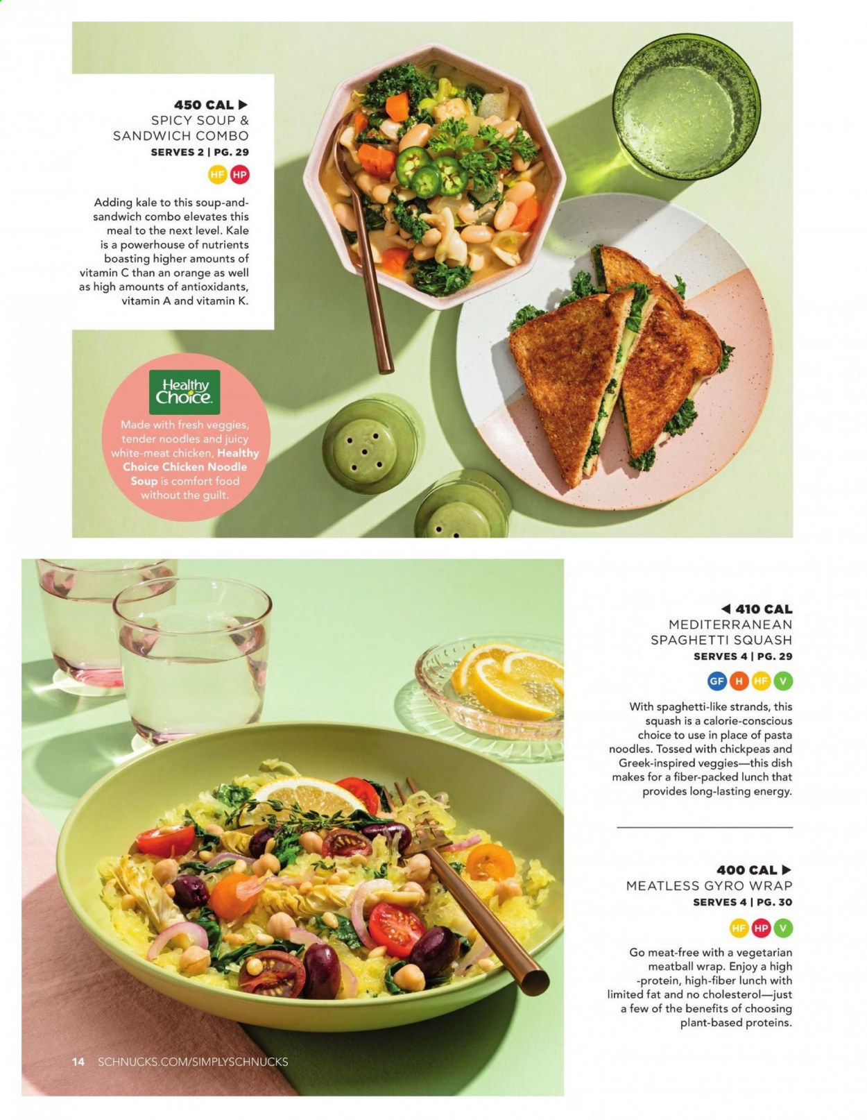 thumbnail - Schnucks Flyer - 01/01/2021 - 02/28/2021 - Sales products - oranges, sandwich, soup, Healthy Choice, spaghetti, chickpeas, pasta, noodles, vitamin c. Page 16.