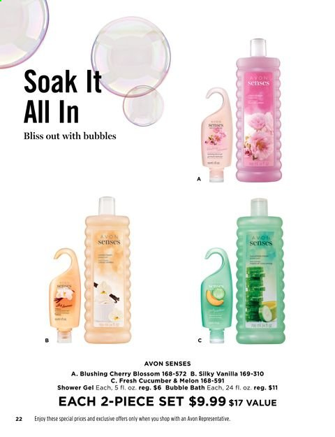thumbnail - Avon Flyer - 01/05/2021 - 01/18/2021 - Sales products - bubble bath, shower gel, Avon. Page 22.
