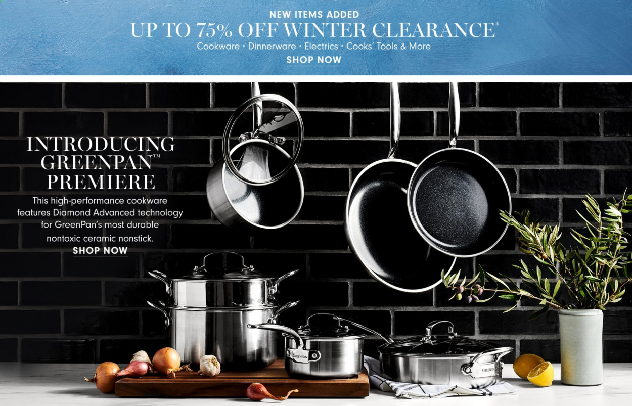thumbnail - Williams-Sonoma Flyer - Sales products - cookware set, dinnerware set. Page 1.