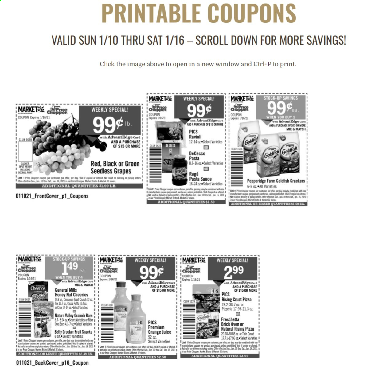 Price Chopper ad - 01/10/2021 - 01/16/2021. Page 1