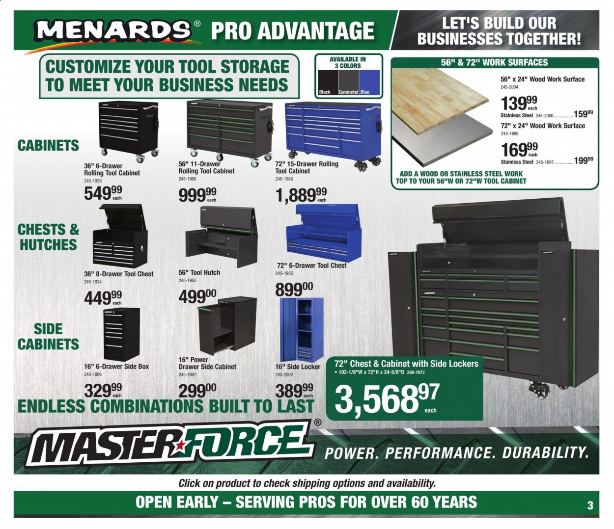 thumbnail - Menards Flyer - 01/10/2021 - 01/16/2021 - Sales products - hutch, cabinet, tool chest, tool cabinets. Page 3.