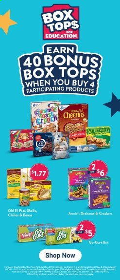 thumbnail - Stop & Shop Flyer - 01/15/2021 - 01/21/2021 - Sales products - toast bread, Annie's, beans, crackers, Cheerios, cinnamon. Page 15.